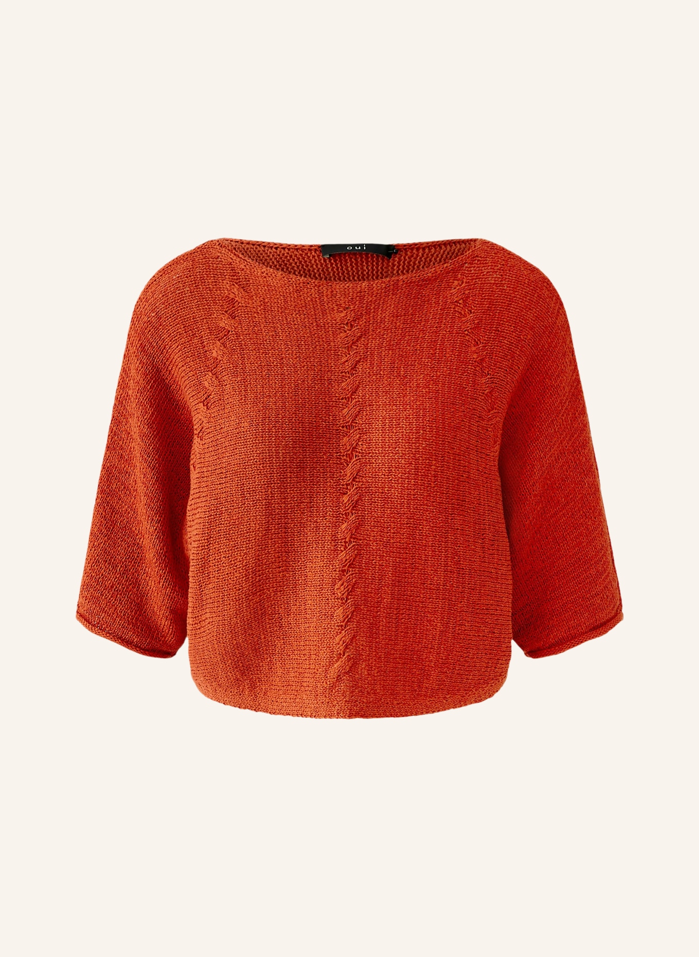 oui Gebreid shirt met 3/4-mouwen: DONKERORANJE