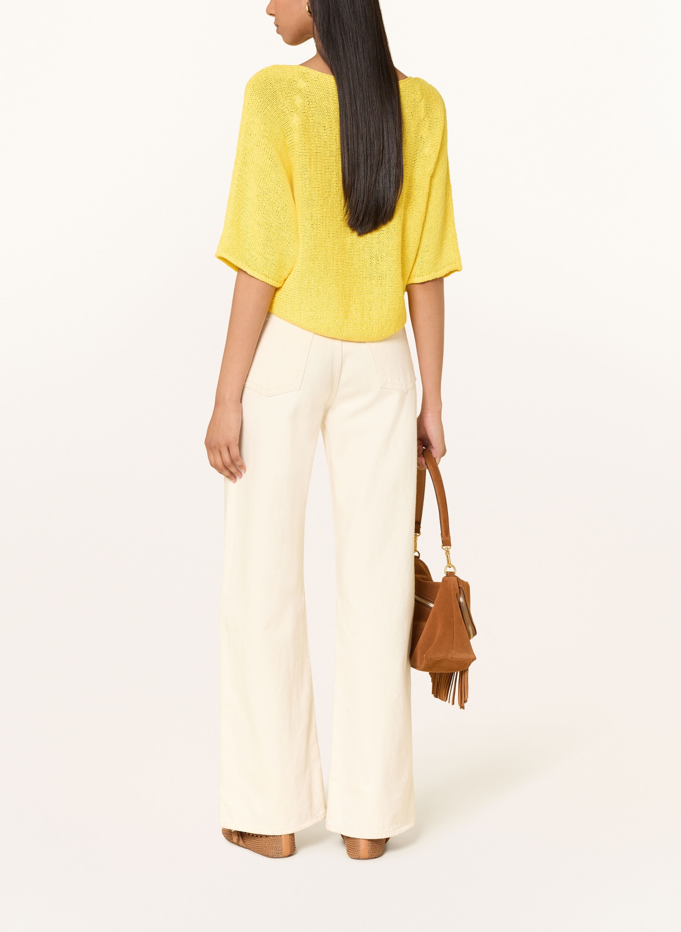 oui Gebreid shirt met 3/4-mouwen: GEEL