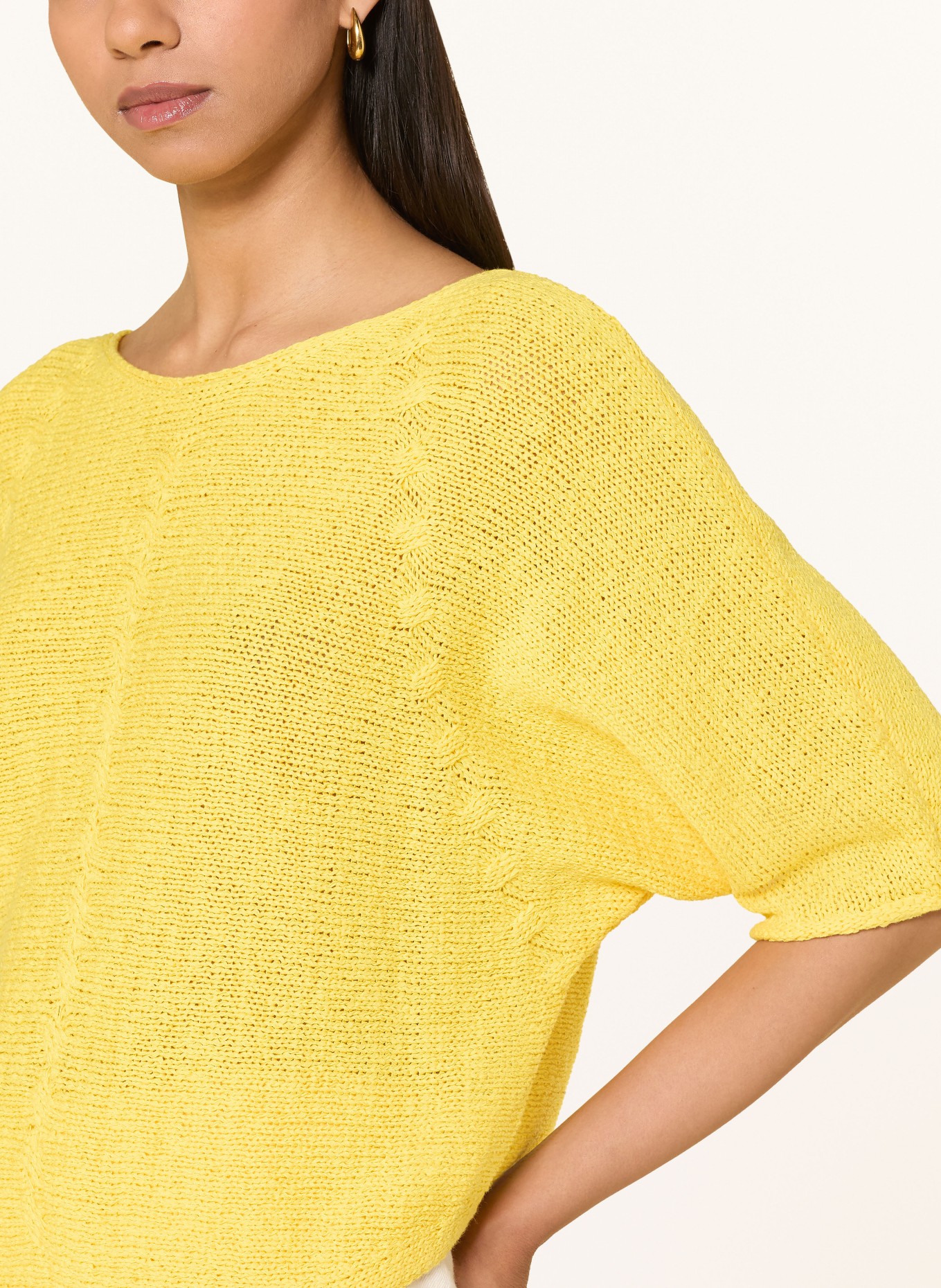 oui Gebreid shirt met 3/4-mouwen: GEEL