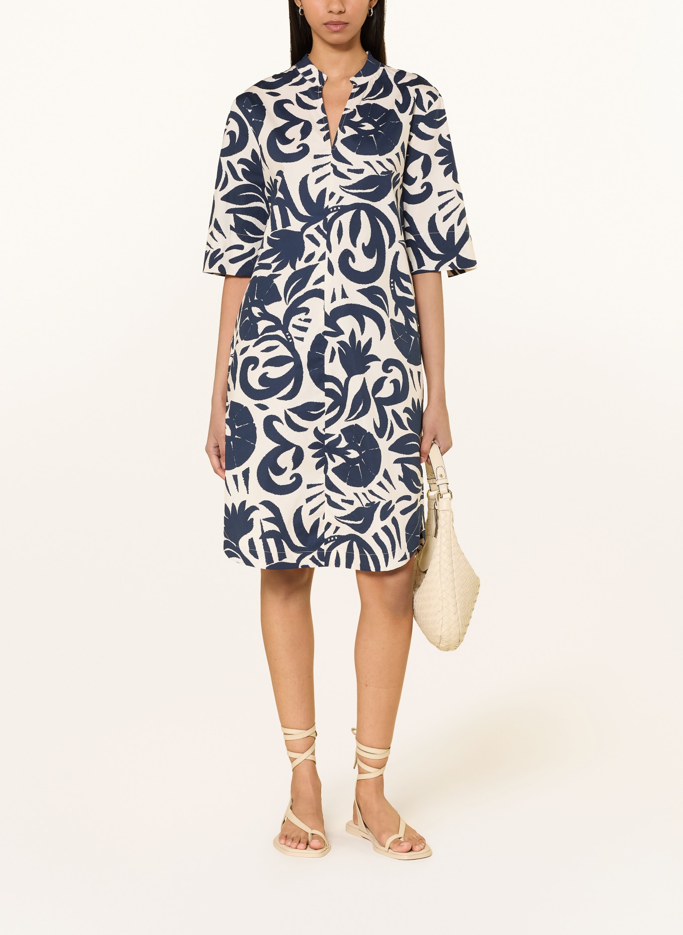 oui Jurk met 3/4-mouwen: DONKERBLAUW / CRÈME