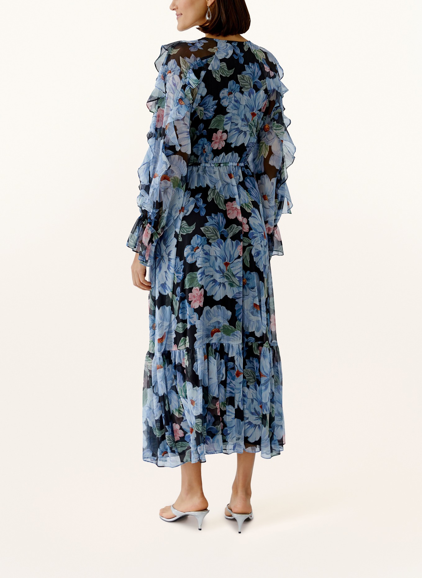 oui Kleid mit Rüschen: DUNKELBLAU / ROT / HELLBLAU