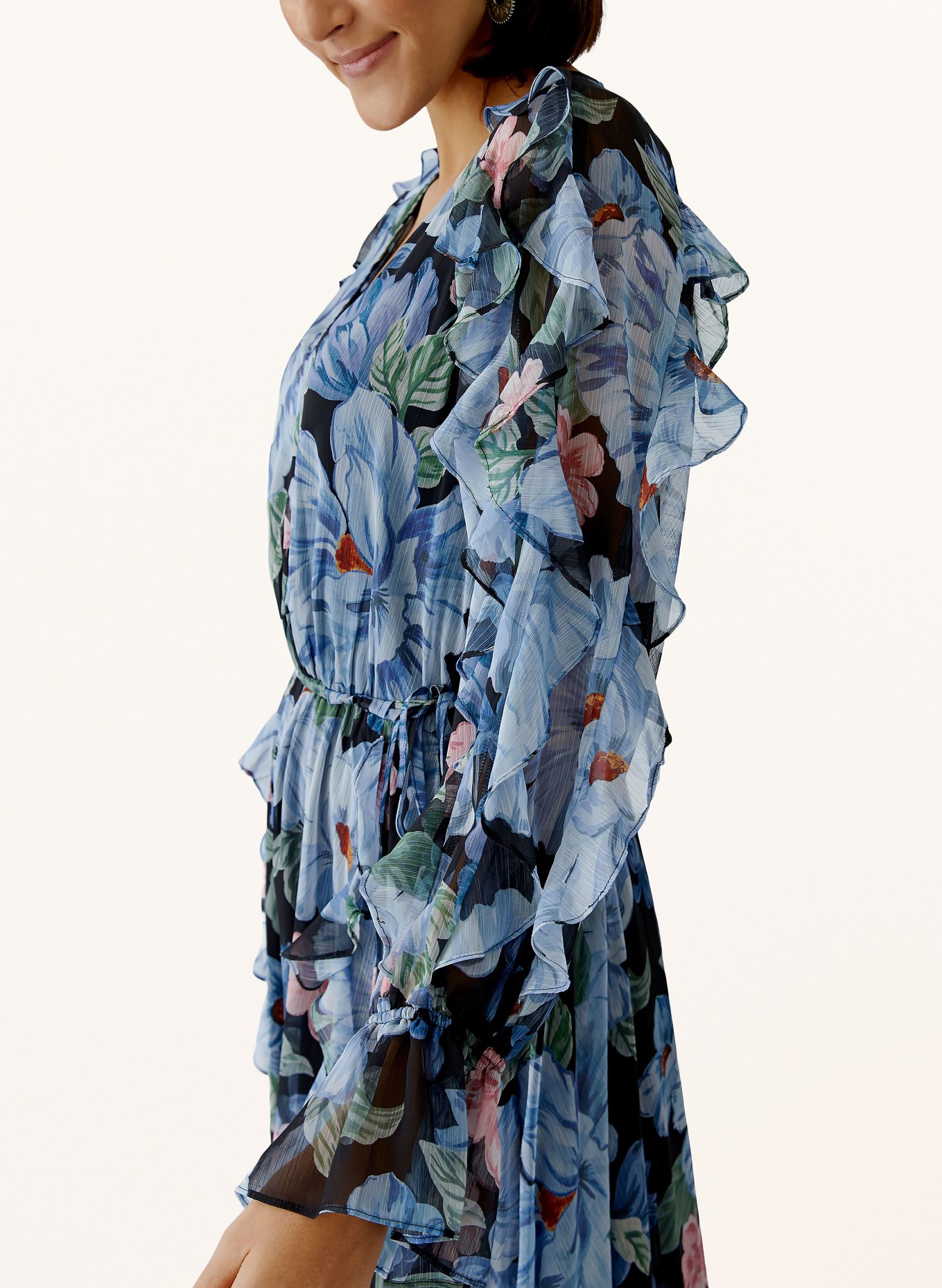 oui Kleid mit Rüschen: DUNKELBLAU / ROT / HELLBLAU