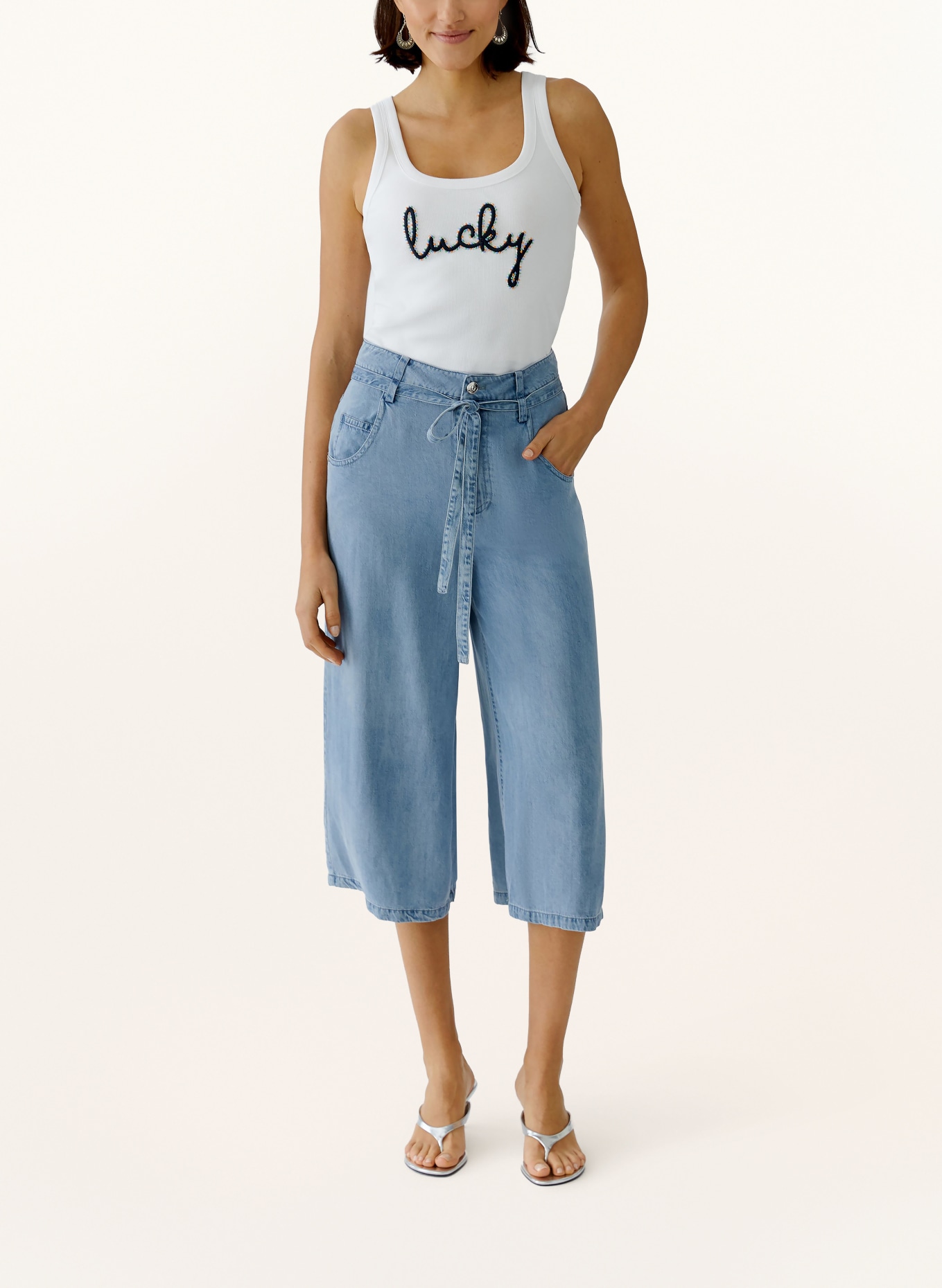 oui Top with gemstones: BLACK / ORANGE / DARK BLUE