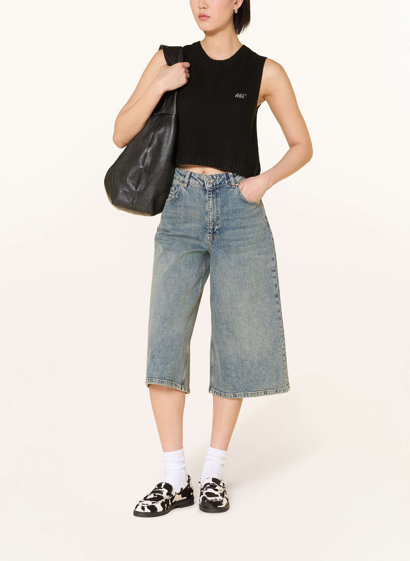 another COTTON LAB Top court en maille: NOIR