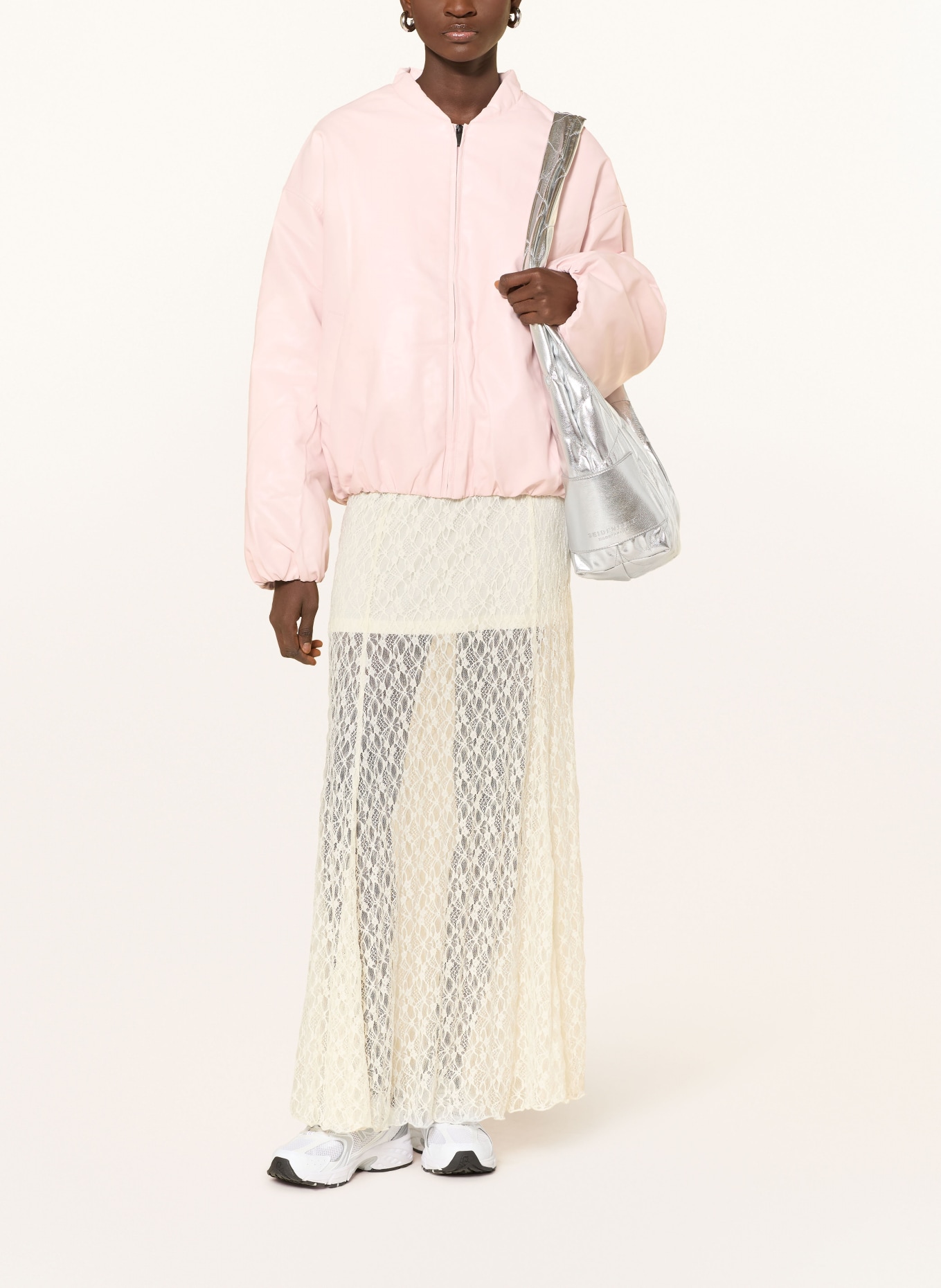 another COTTON LAB Leather-look blouson: LIGHT PINK
