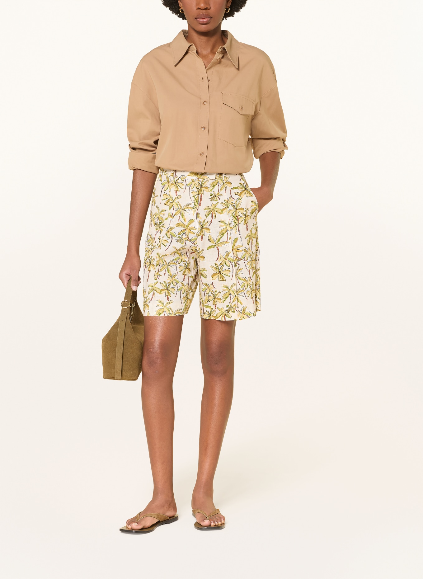 SEDUCTIVE Shorts CHRISSY mit Leinen: BEIGE / BRAUN / GRÜN