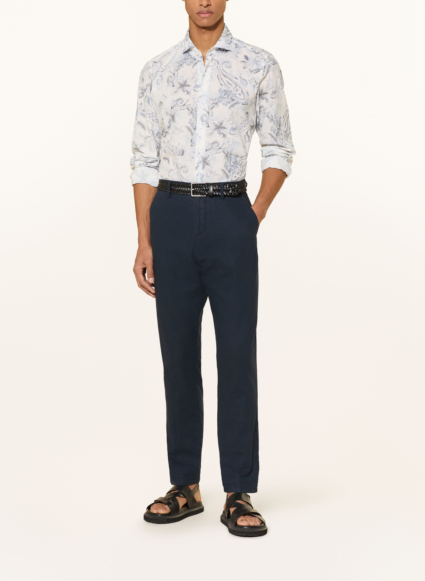 JOOP! Hemd PAI Slim Fit mit Leinen: WEISS / BLAUGRAU / HELLBLAU