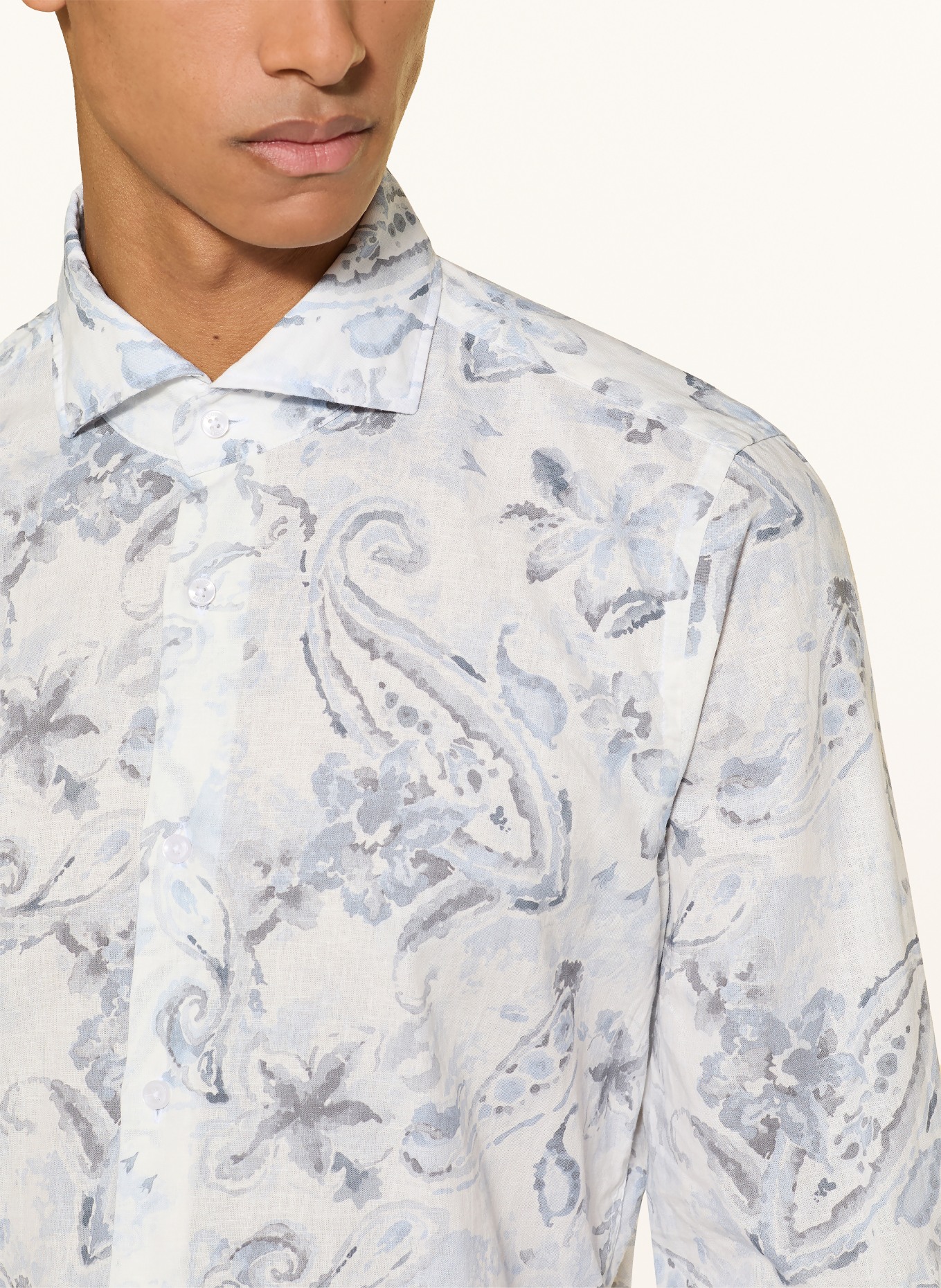 JOOP! Hemd PAI Slim Fit mit Leinen: WEISS / BLAUGRAU / HELLBLAU