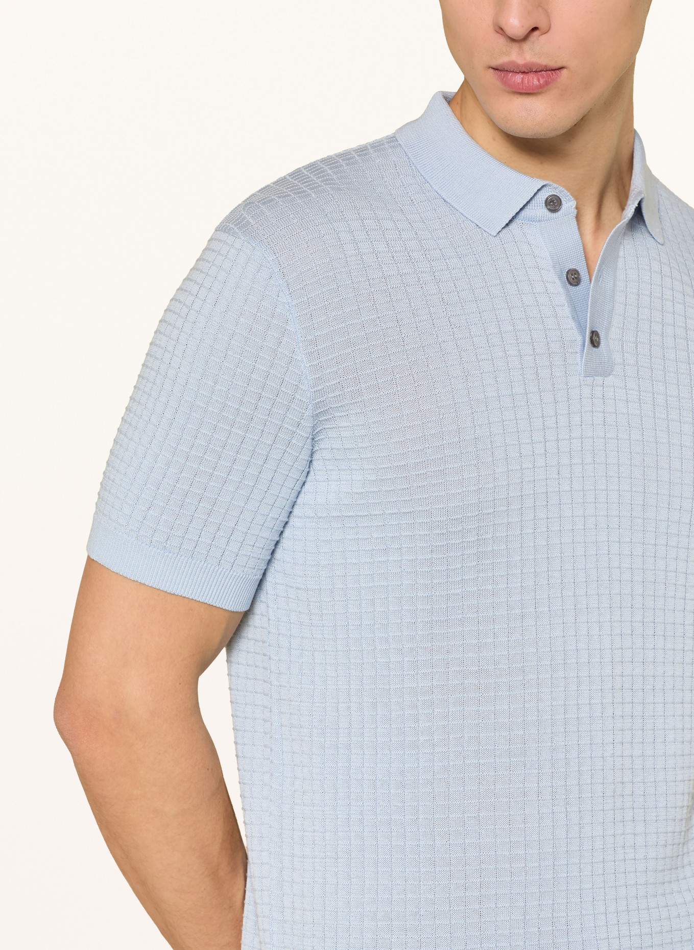 JOOP! Strick-Poloshirt: HELLBLAU