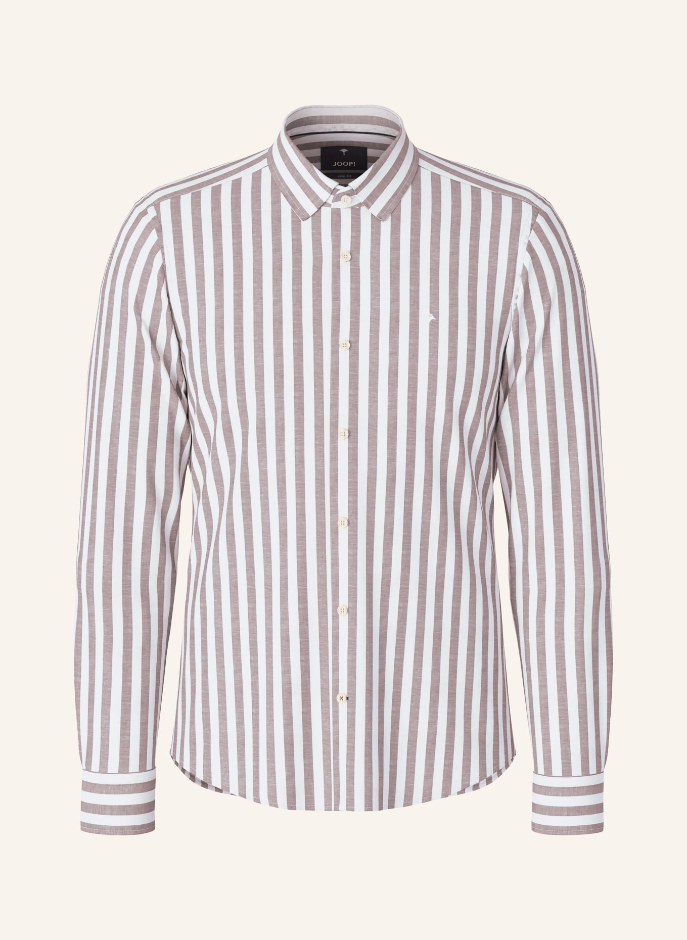 JOOP! Overhemd PIT Slim Fit met linnen: MARRON FONCÉ / WIT