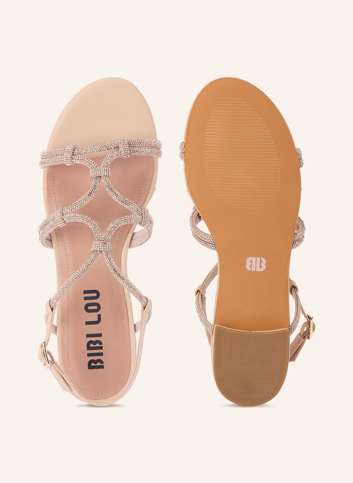 BIBI LOU Sandalen QUAIL mit Schmucksteinen: BEIGE / ROSÉGOLD / GOLD