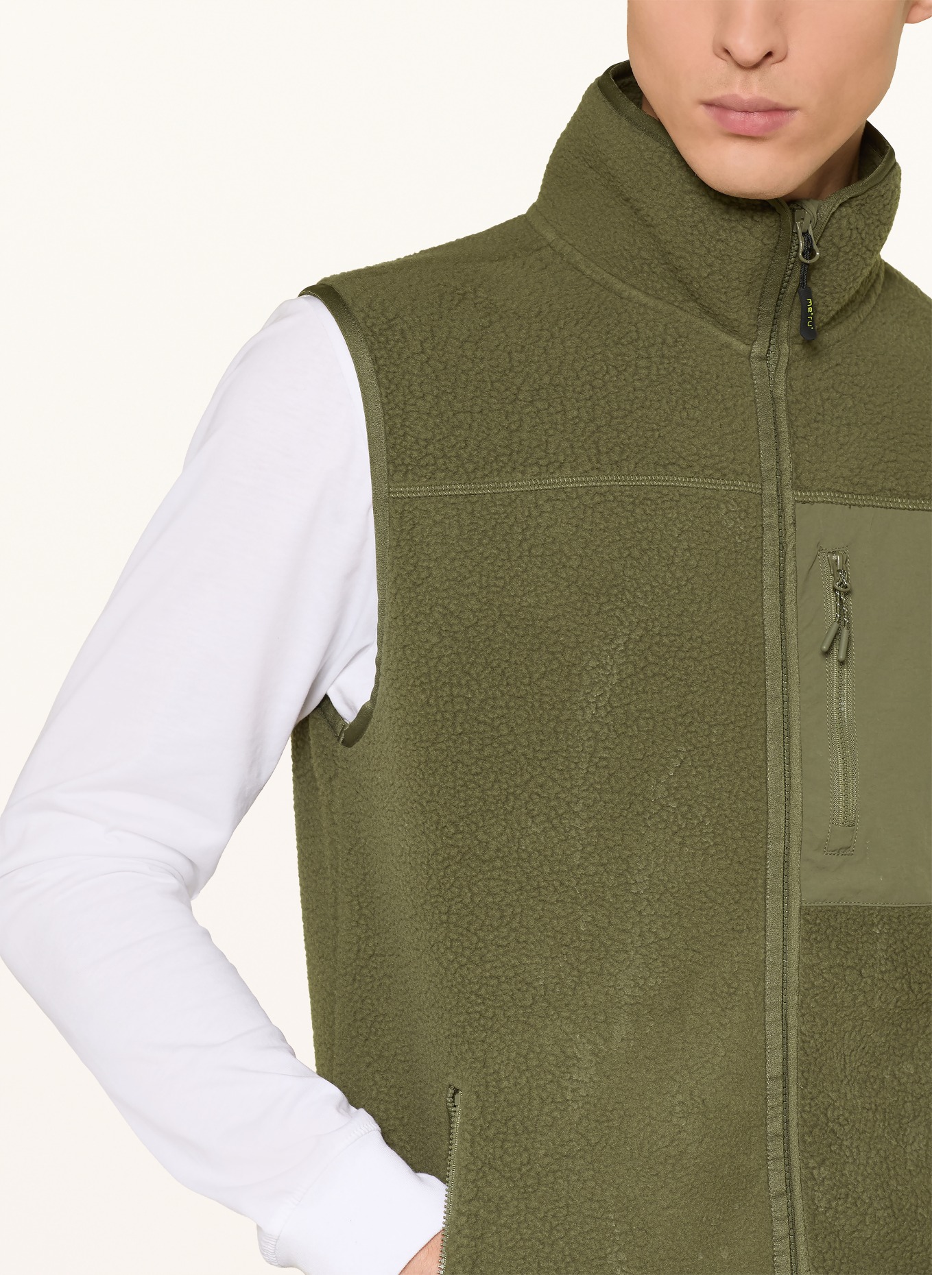 me°ru' Kamizelka z futerka pluszowego BOBIGNY V: OLIWKOWY