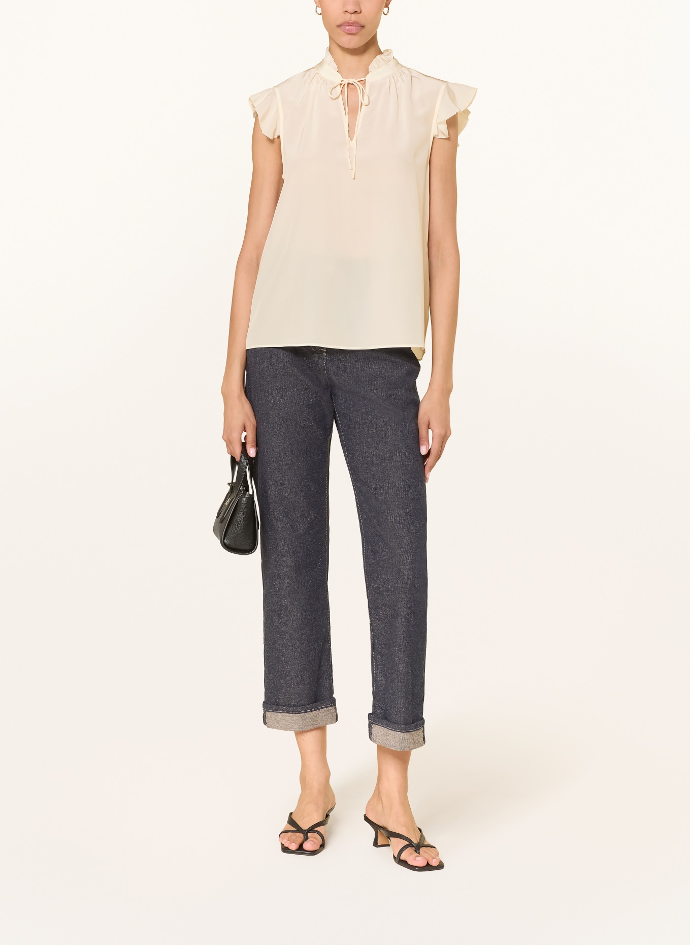 Alcidia da Veiga Blusenshirt aus Seide mit Rüschen: ECRU