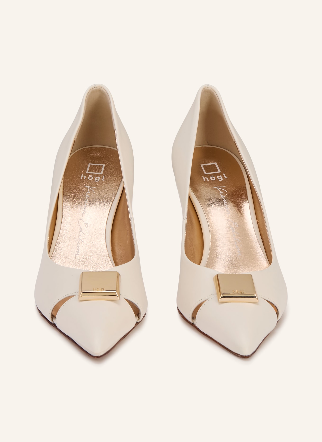 Högl Escarpins à découpes: CRÈME / OR