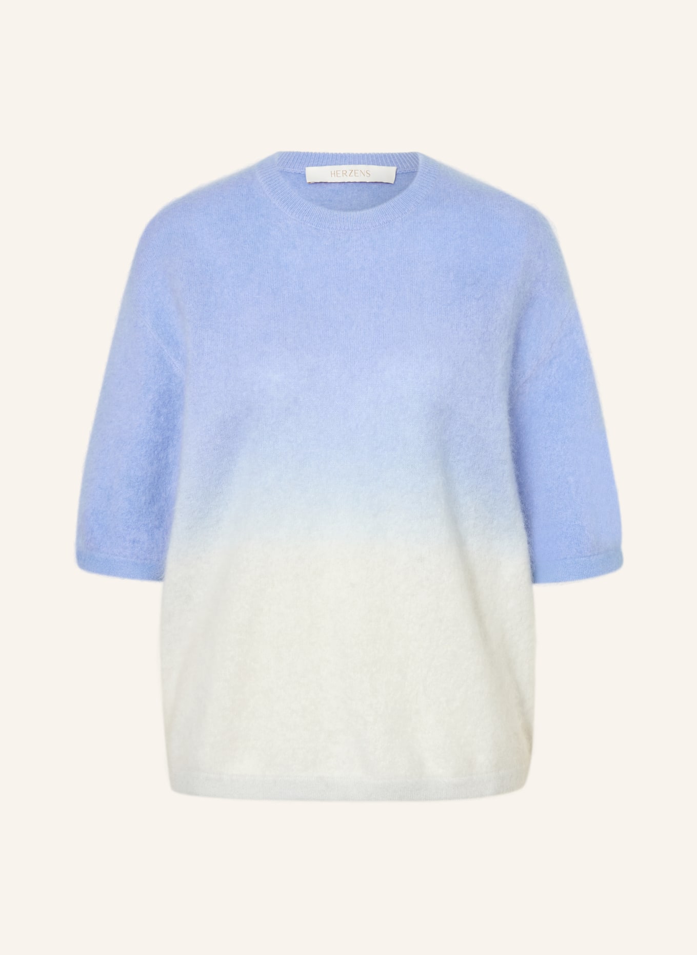 HERZENS Strickshirt aus Cashmere: BLAU / HELLBLAU