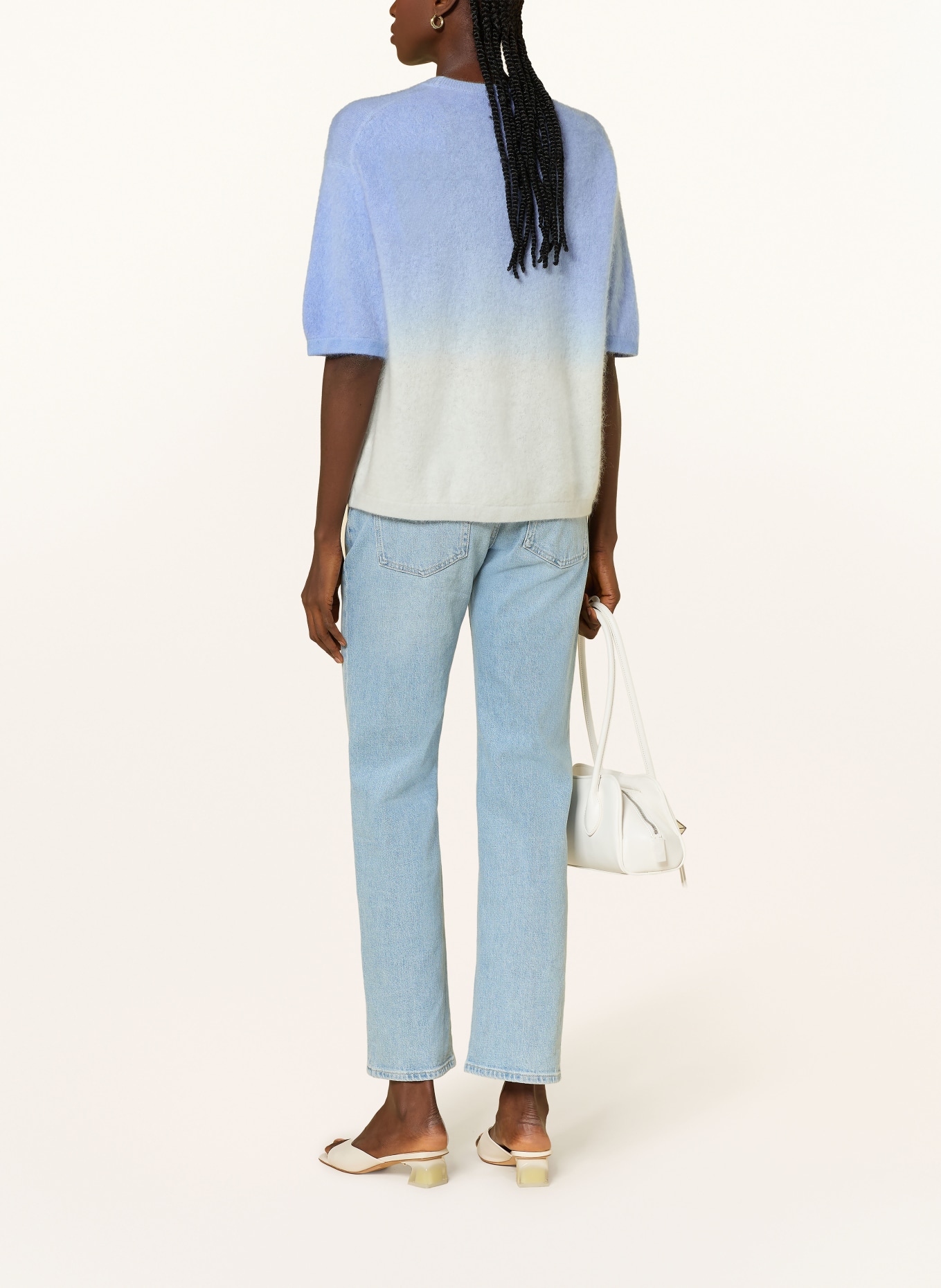 HERZENS Strickshirt aus Cashmere: BLAU / HELLBLAU