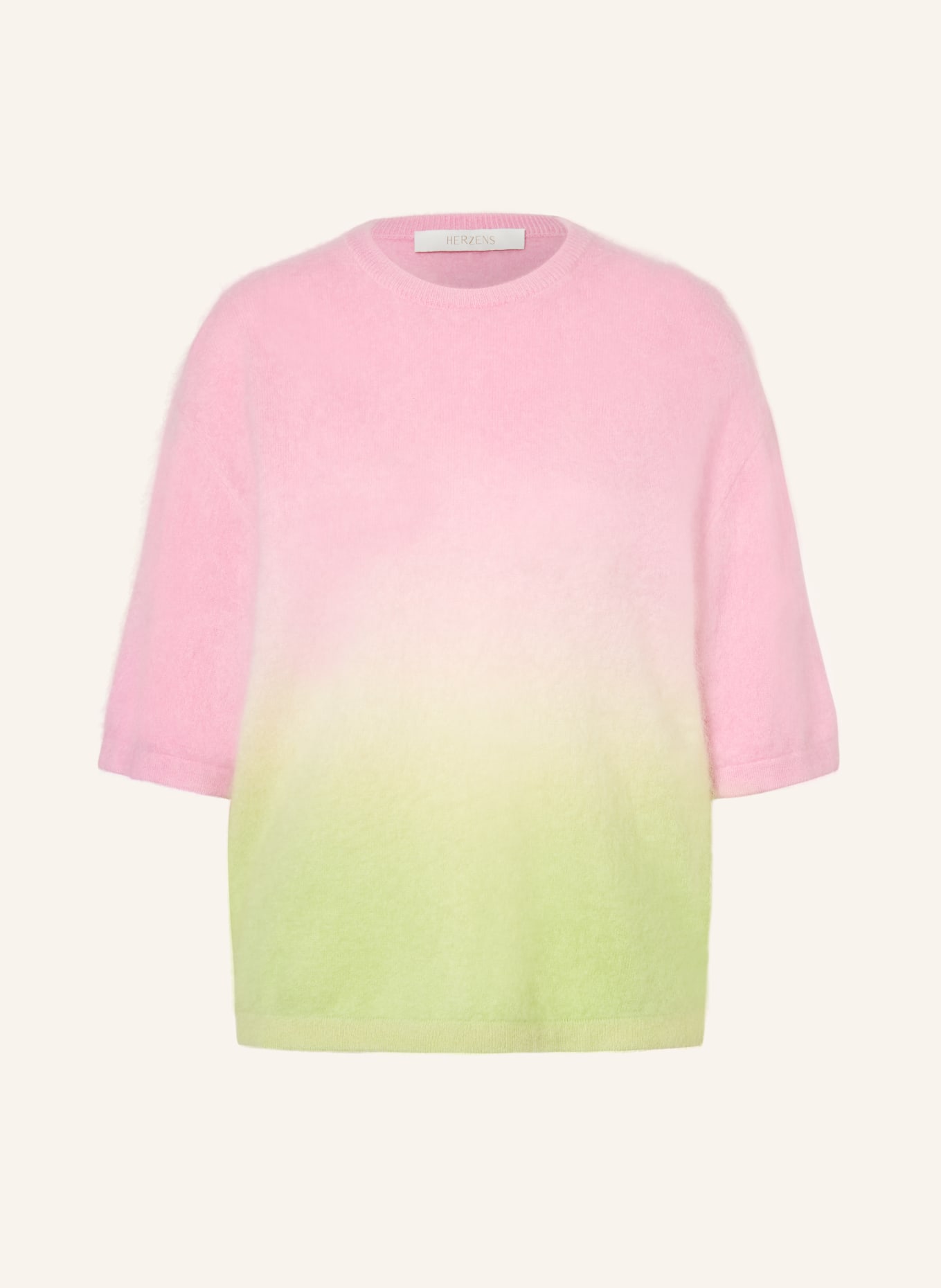 HERZENS Strickshirt aus Cashmere: ROSA / HELLGRÜN