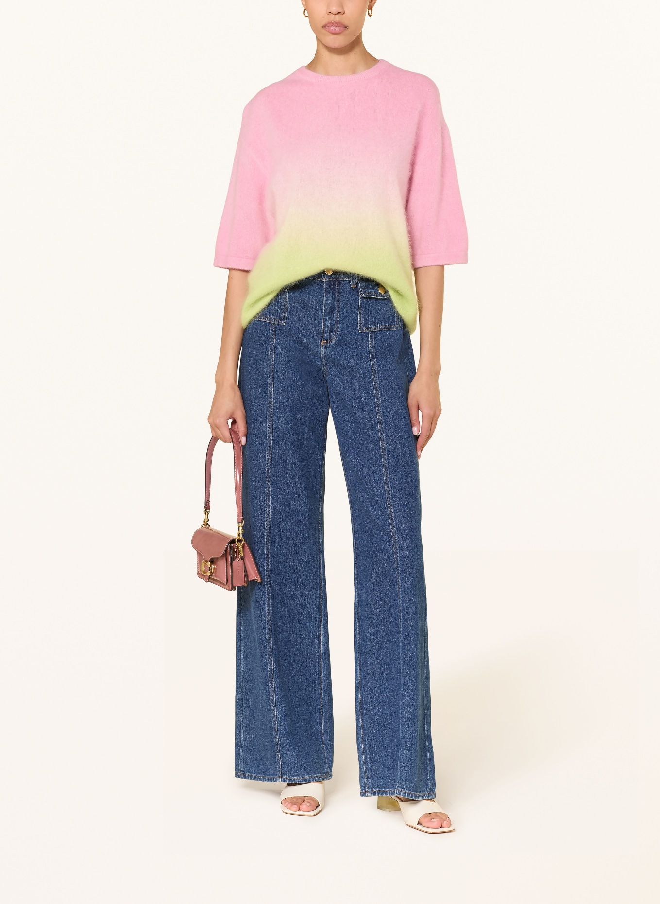 HERZENS Strickshirt aus Cashmere: ROSA / HELLGRÜN