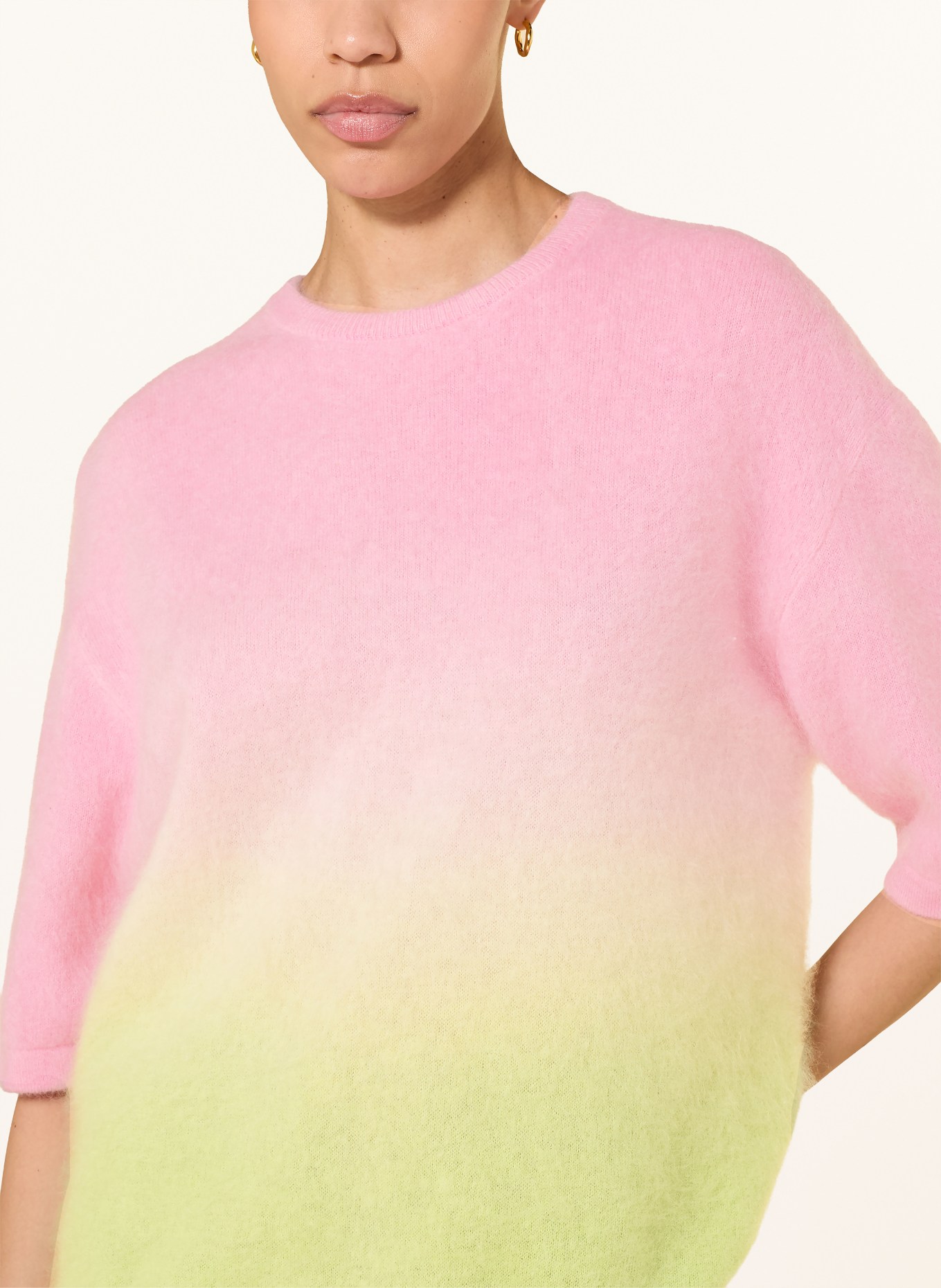 HERZENS Strickshirt aus Cashmere: ROSA / HELLGRÜN