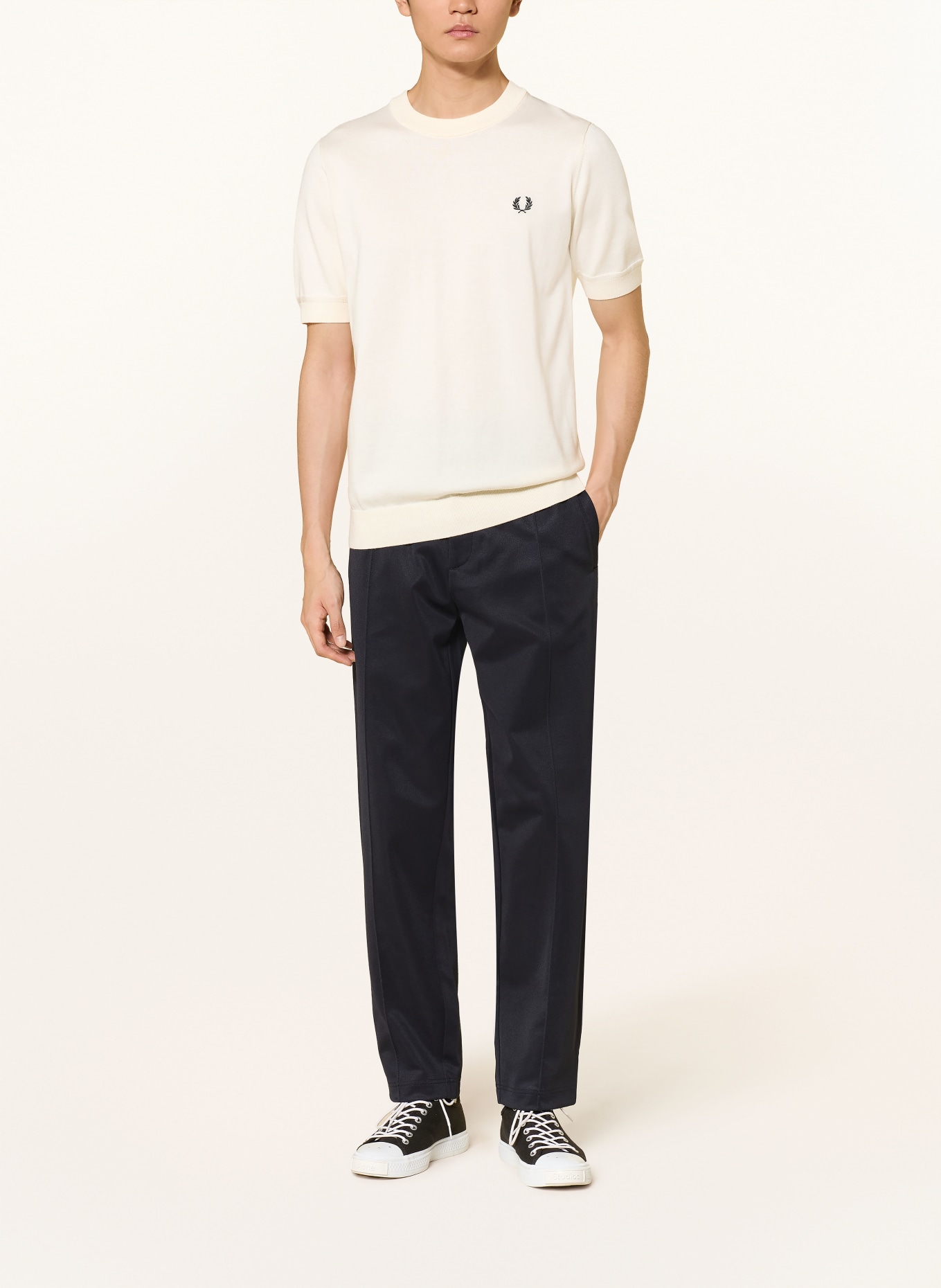 FRED PERRY T-Shirt: ECRU / SCHWARZ
