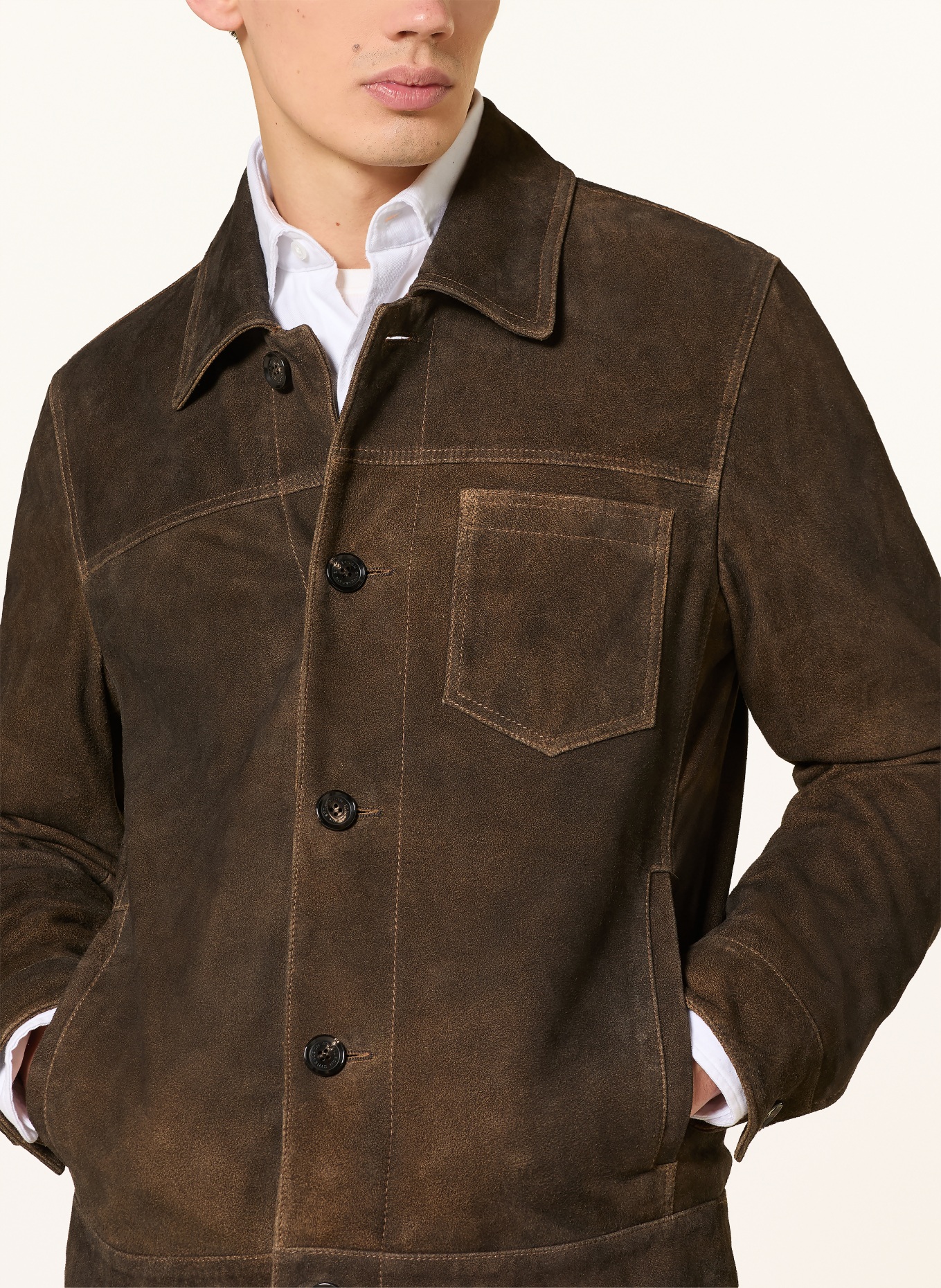 STRELLSON Leren jas FLINT: MARRON FONCÉ