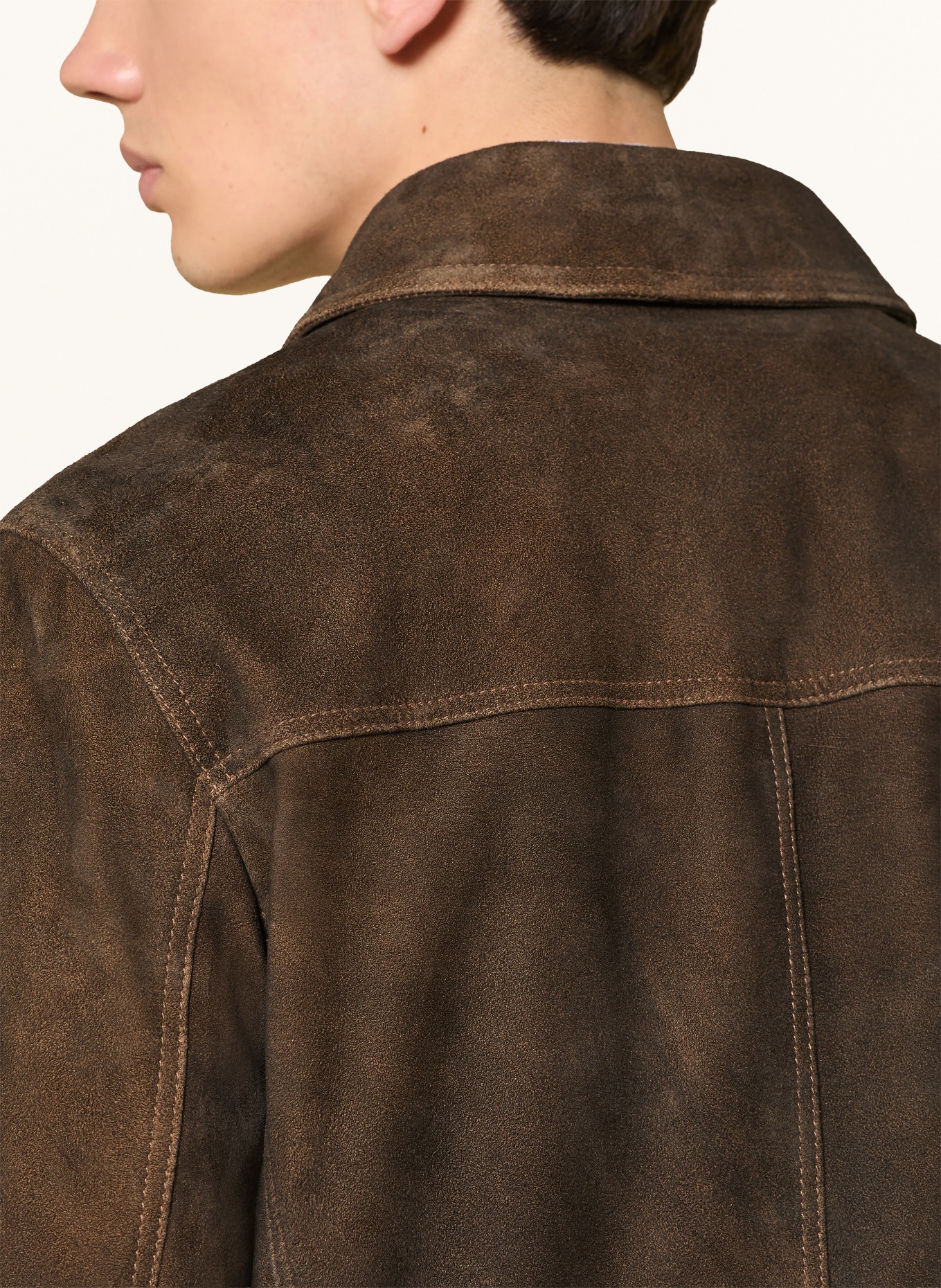 STRELLSON Leren jas FLINT: MARRON FONCÉ