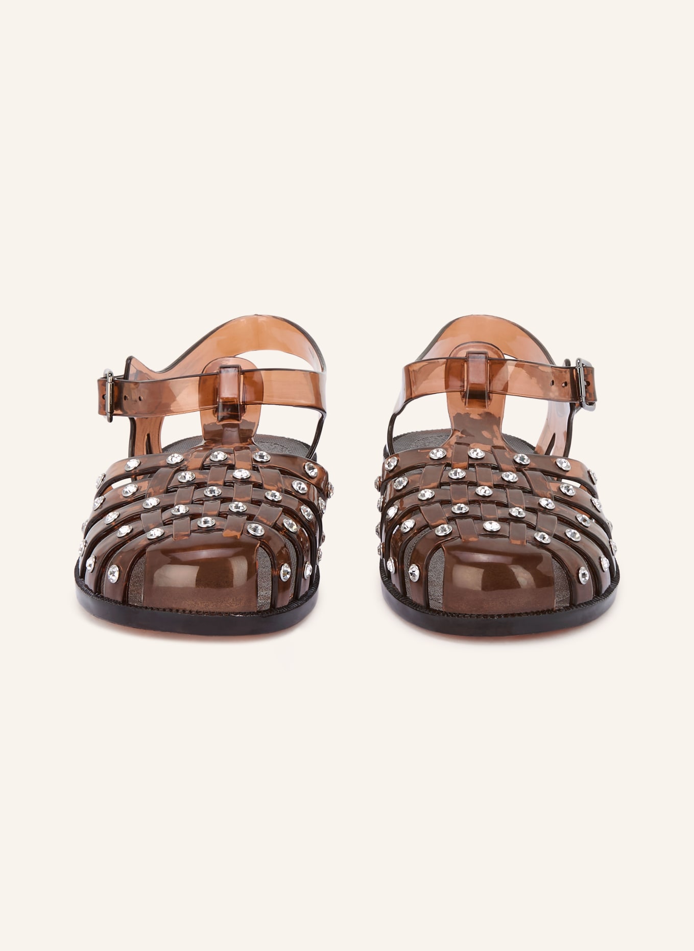 LOEFFLER RANDALL Sandalen RHYS met sierstenen: BRUIN / ZILVER