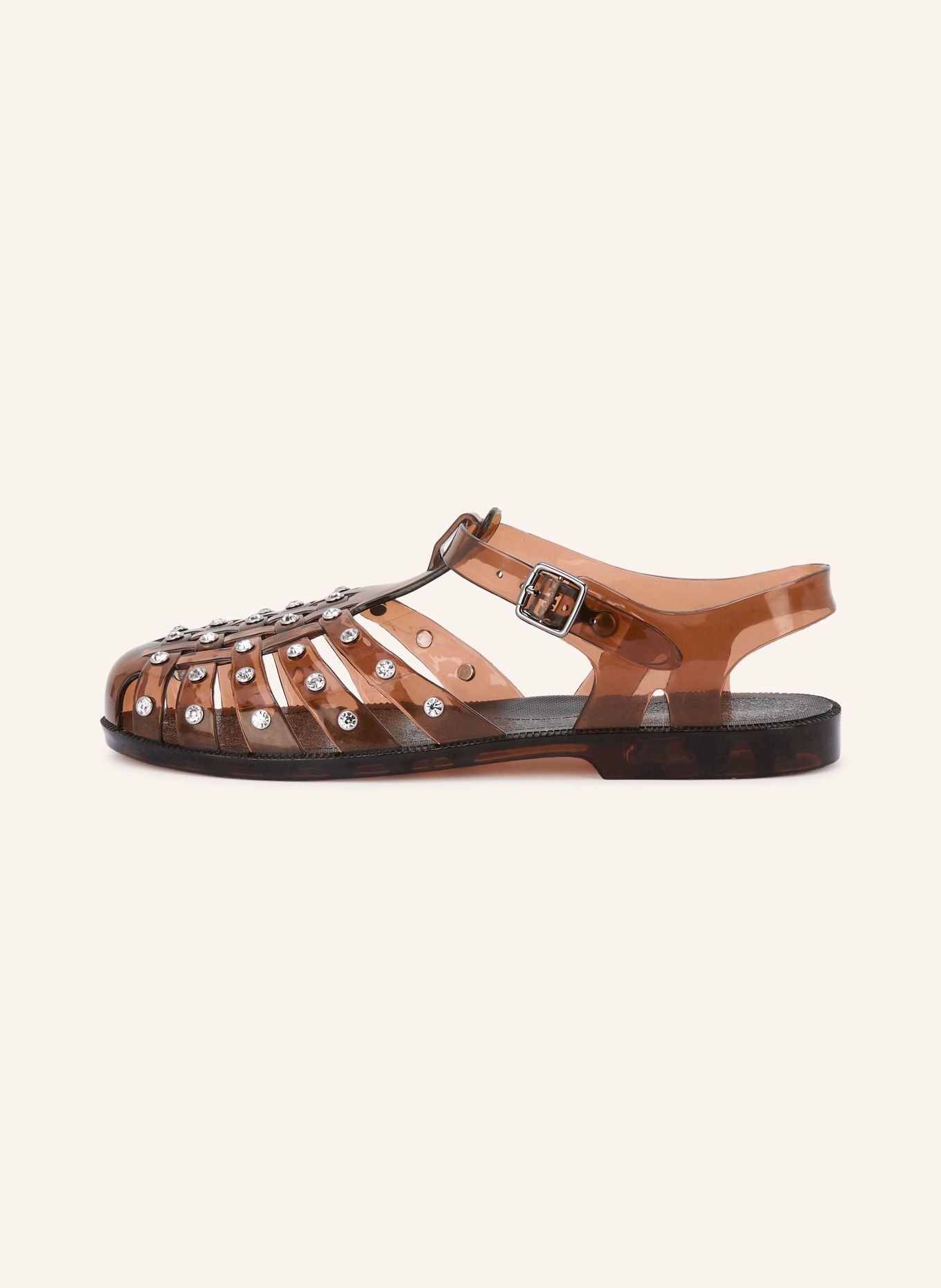 LOEFFLER RANDALL Sandalen RHYS met sierstenen: BRUIN / ZILVER
