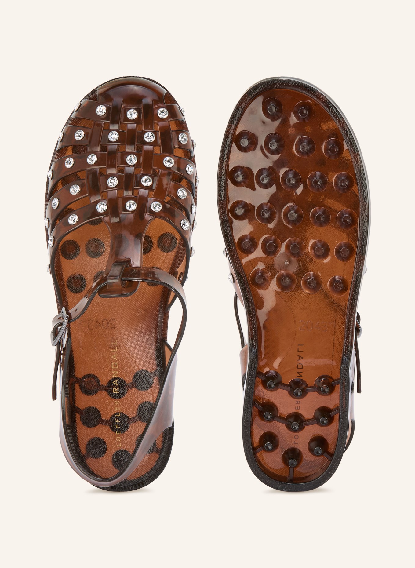 LOEFFLER RANDALL Sandalen RHYS met sierstenen: BRUIN / ZILVER