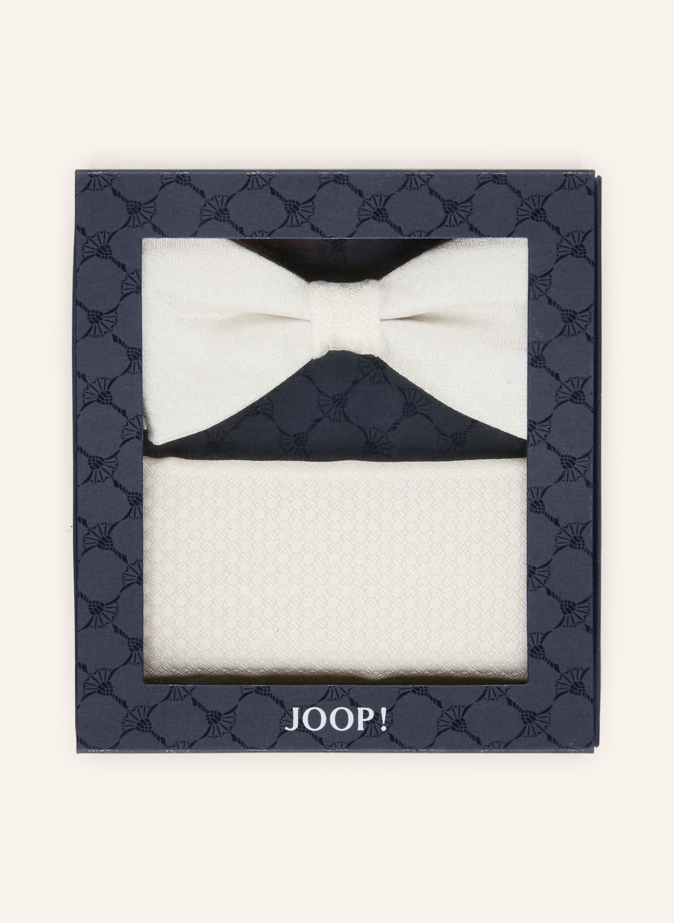 JOOP! Zestaw: muszka i poszetka: KREMOWY