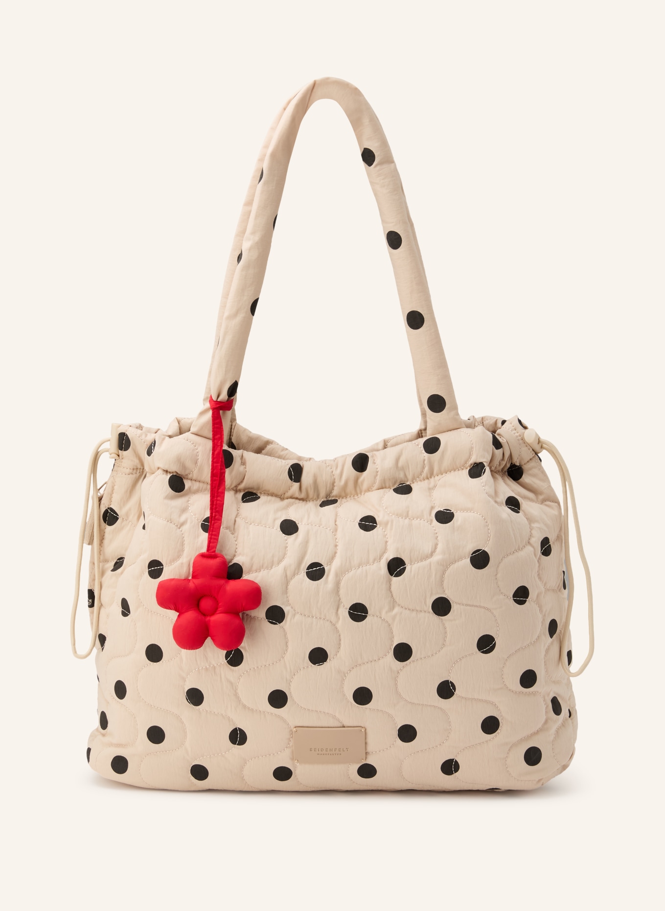 SEIDENFELT VAALA-boodschappentas: BEIGE / ZWART