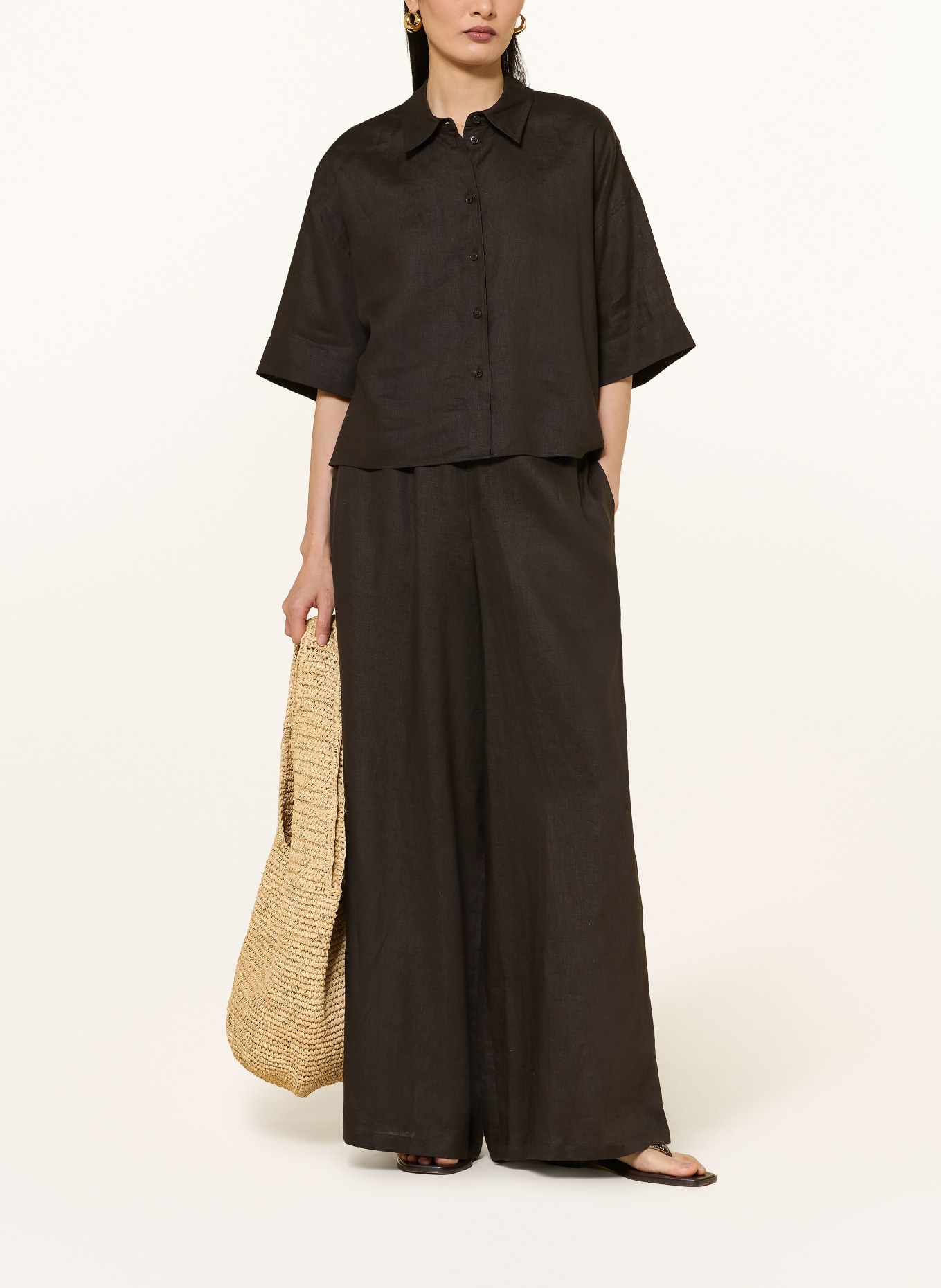 DRYKORN Marlenehose DWINDLE aus Leinen: DUNKELBRAUN