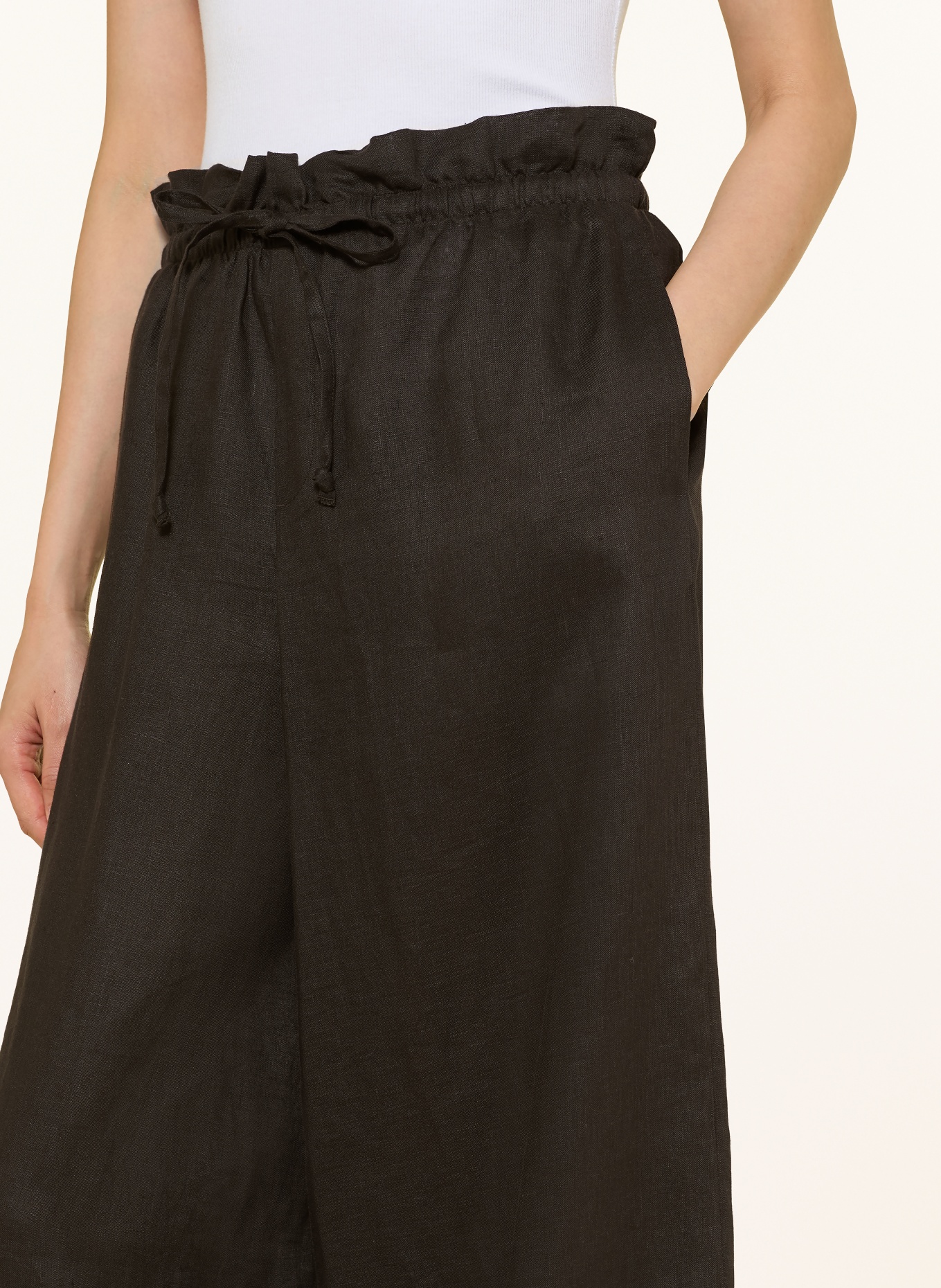 DRYKORN Marlenehose DWINDLE aus Leinen: DUNKELBRAUN