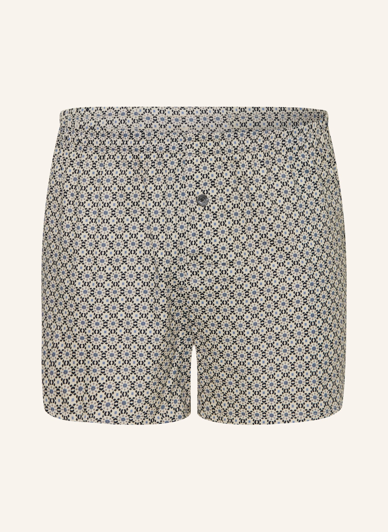 zimmerli Web-boxershorts van katoensatijn met print: BEIGE / BLAUW / ZWART