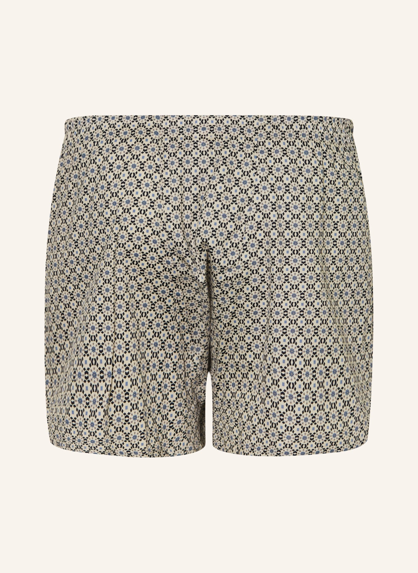 zimmerli Web-boxershorts van katoensatijn met print: BEIGE / BLAUW / ZWART