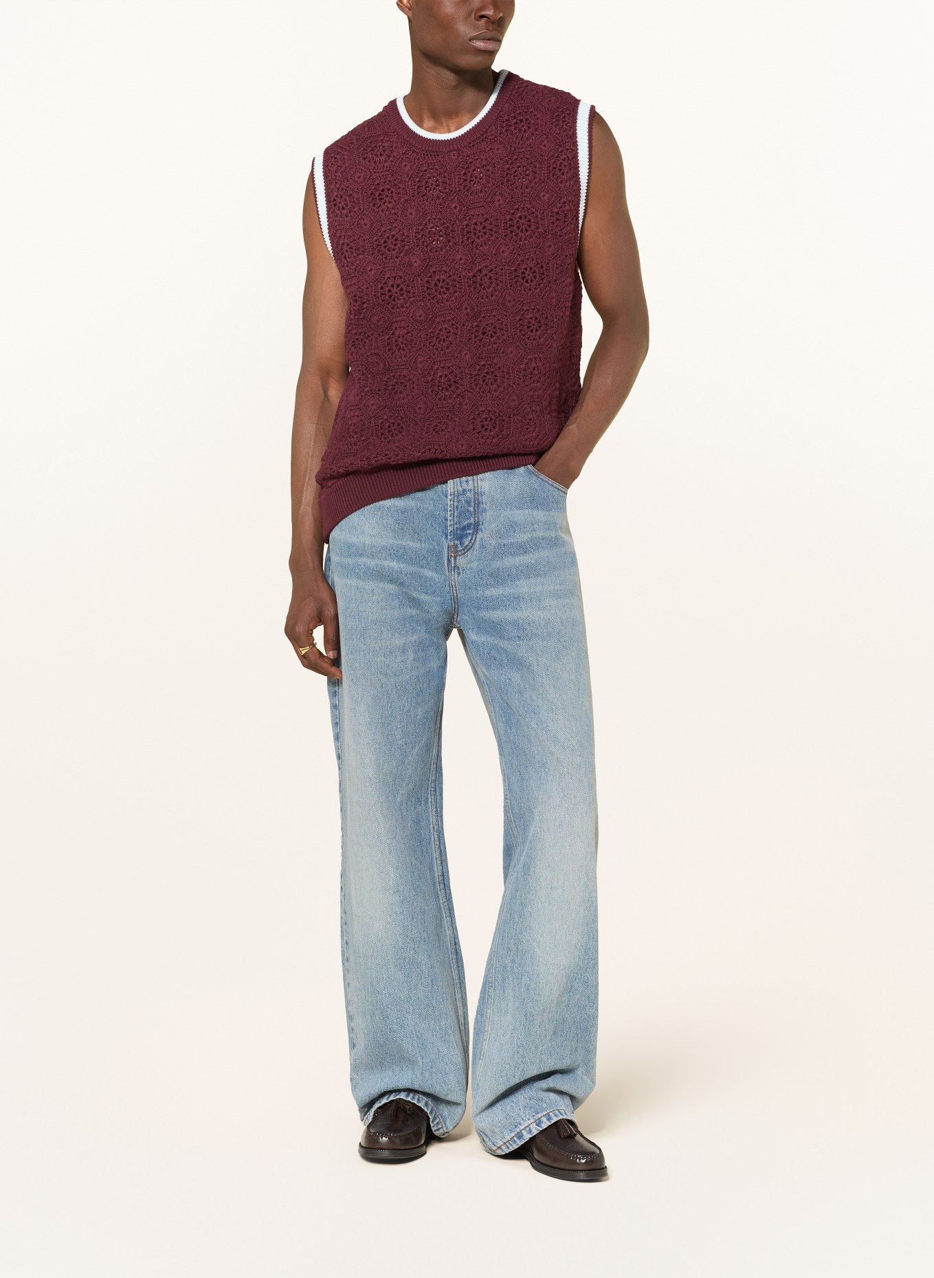 DRÔLE DE MONSIEUR Pullunder: DUNKELROT / WEISS