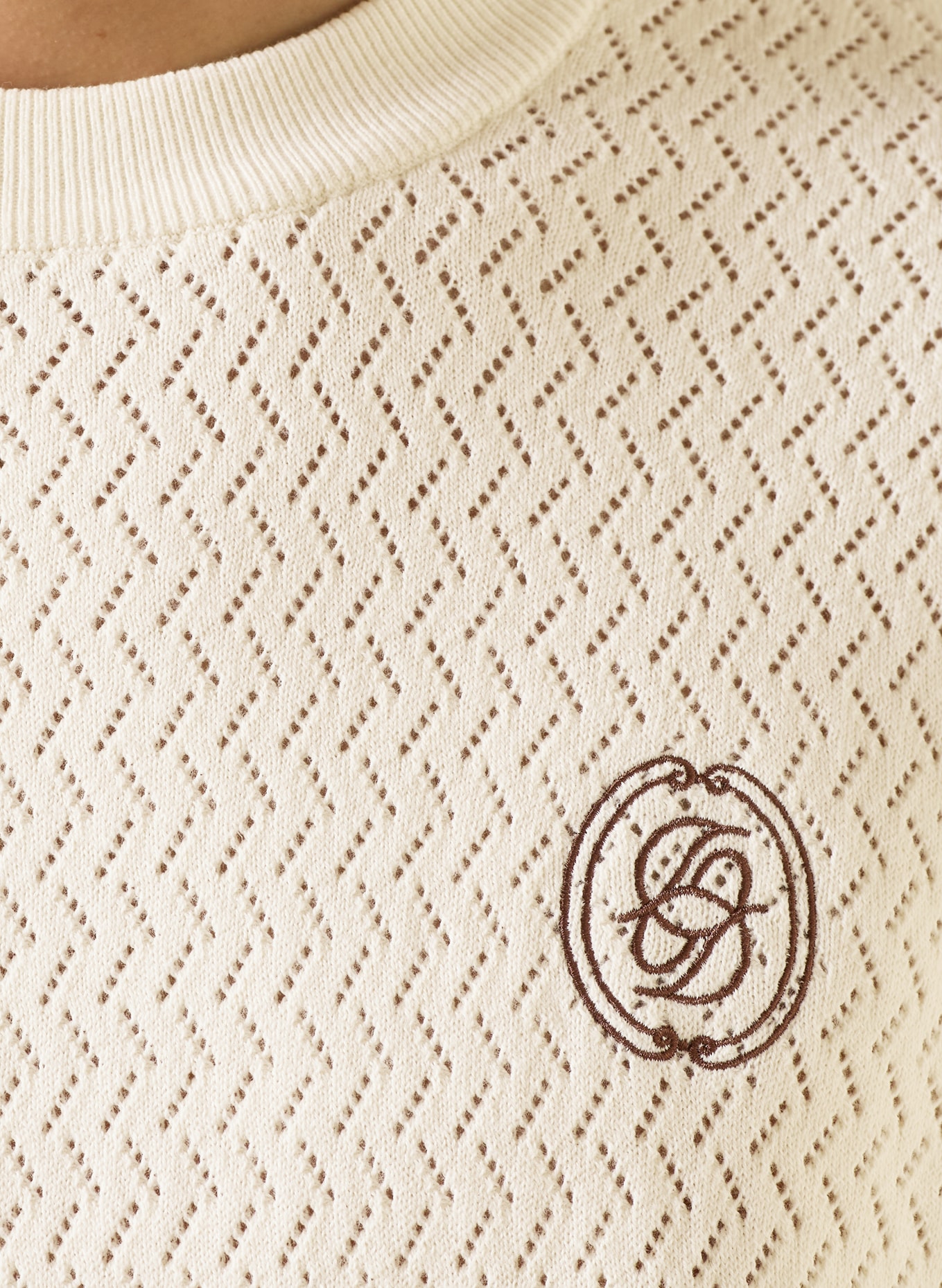 DRÔLE DE MONSIEUR Strickshirt: CREME / BRAUN