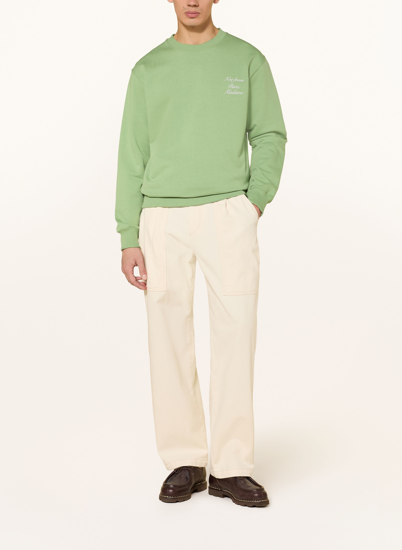 DRÔLE DE MONSIEUR Sweatshirt: GRÜN / WEISS