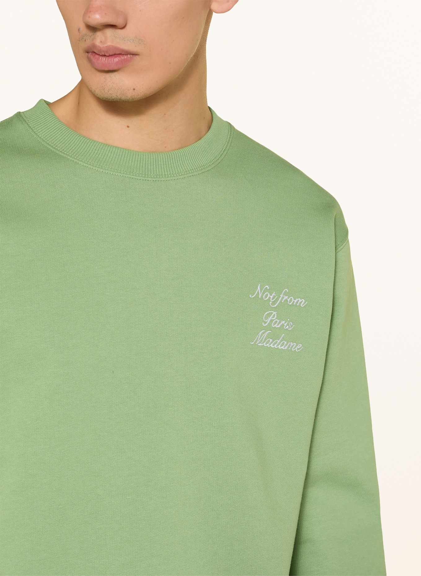 DRÔLE DE MONSIEUR Sweatshirt: GRÜN / WEISS