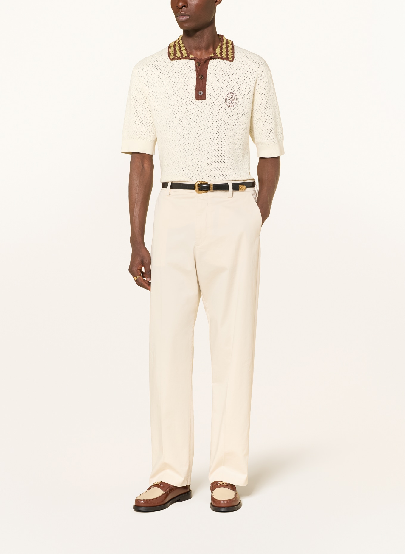 DRÔLE DE MONSIEUR Sweter polo: KREMOWY / CIEMNOBRĄZOWY / JASNOZIELONY