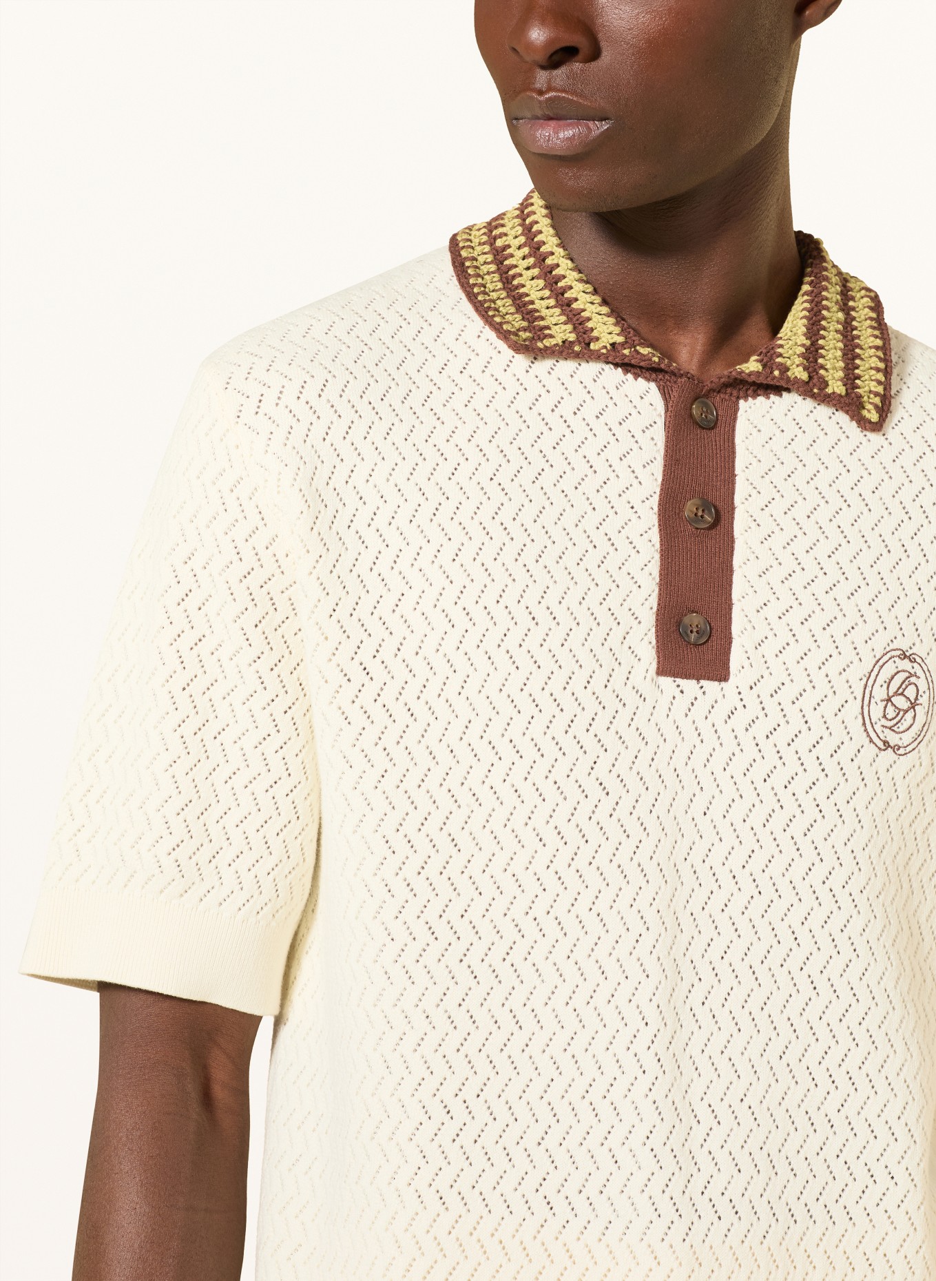 DRÔLE DE MONSIEUR Sweter polo: KREMOWY / CIEMNOBRĄZOWY / JASNOZIELONY