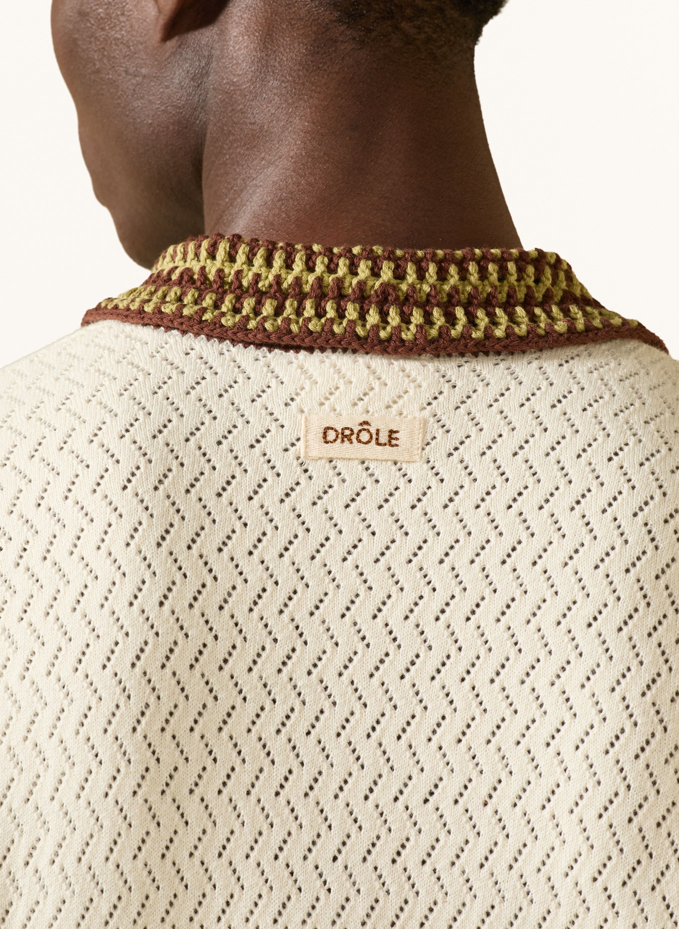 DRÔLE DE MONSIEUR Sweter polo: KREMOWY / CIEMNOBRĄZOWY / JASNOZIELONY