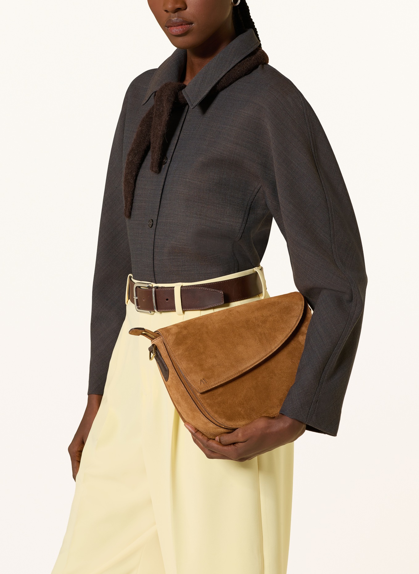 KAAI REBEL shoulder bag: COGNAC / GOLD / DARK BROWN