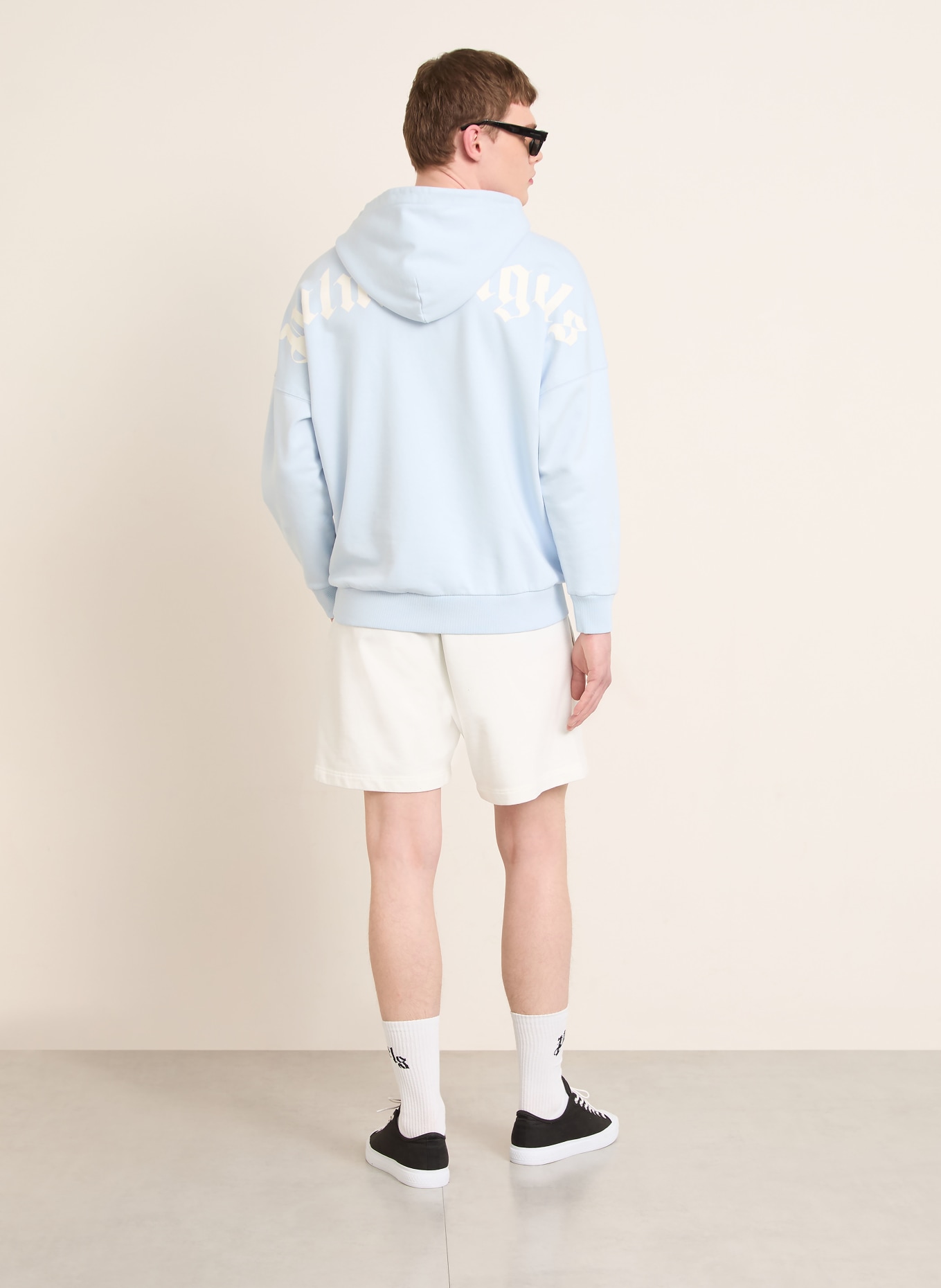Palm Angels Oversized hoodie: LICHTBLAUW / WIT