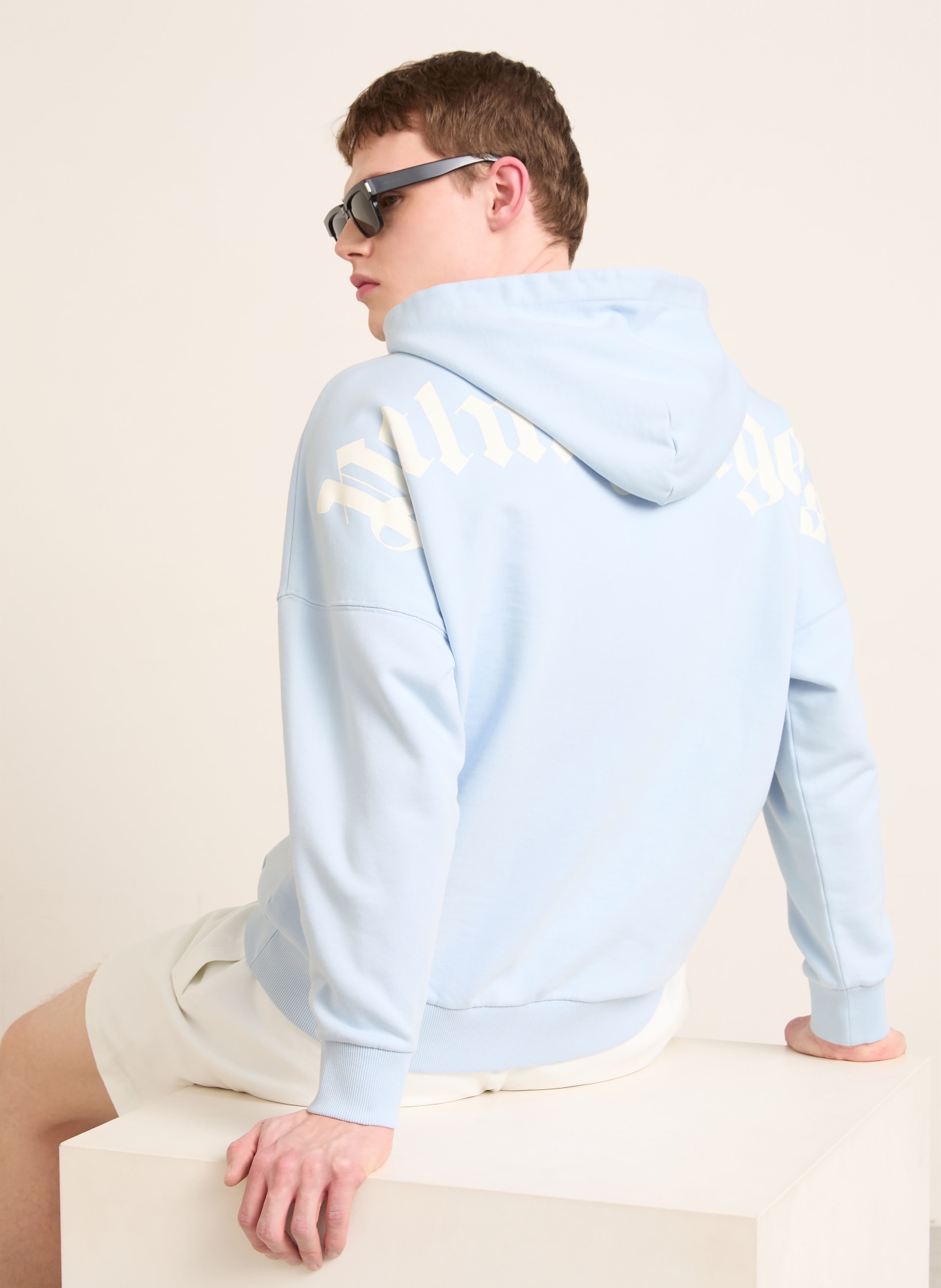 Palm Angels Oversized hoodie: LICHTBLAUW / WIT