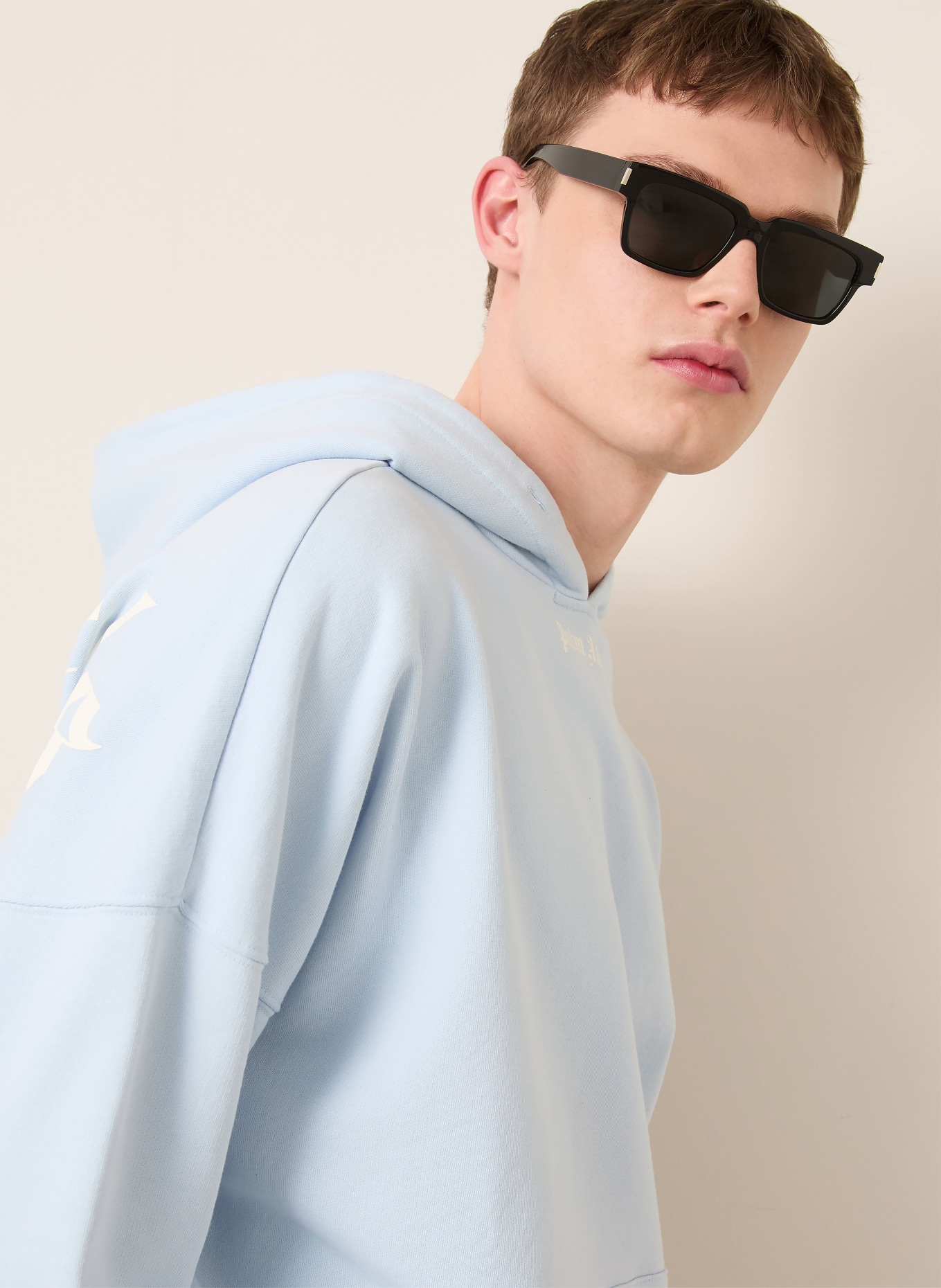 Palm Angels Oversized hoodie: LICHTBLAUW / WIT