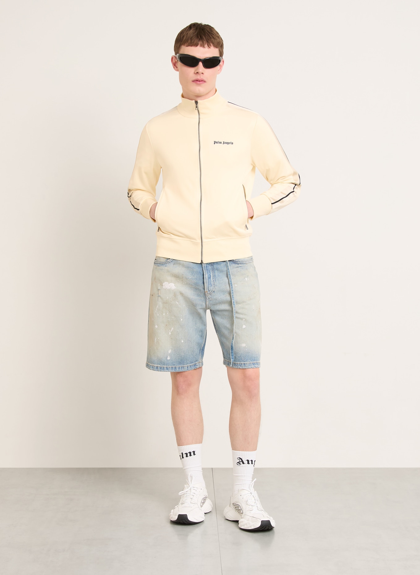 Palm Angels Sweatjack: ECRU / ZWART