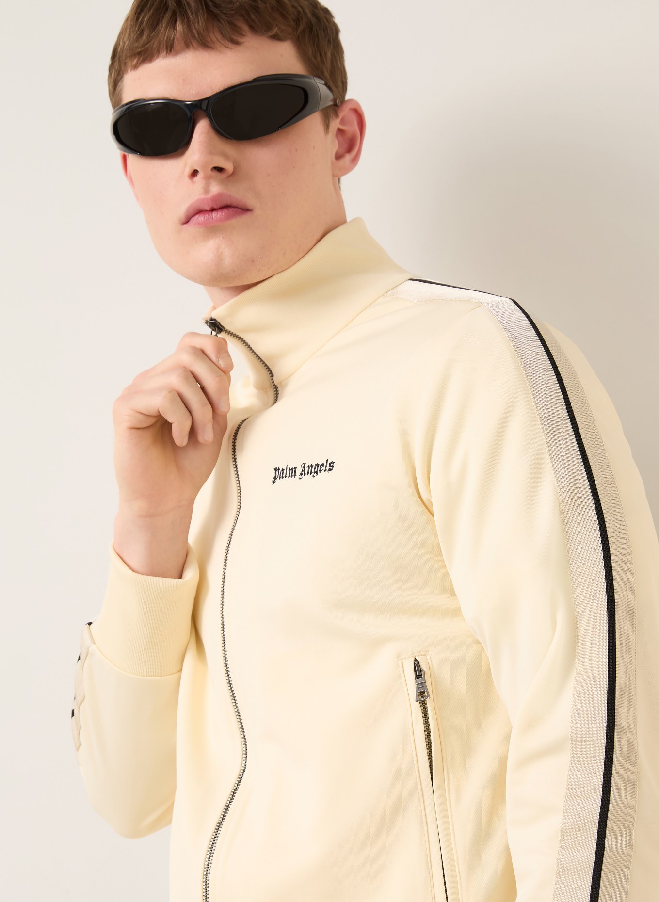 Palm Angels Sweatjack: ECRU / ZWART