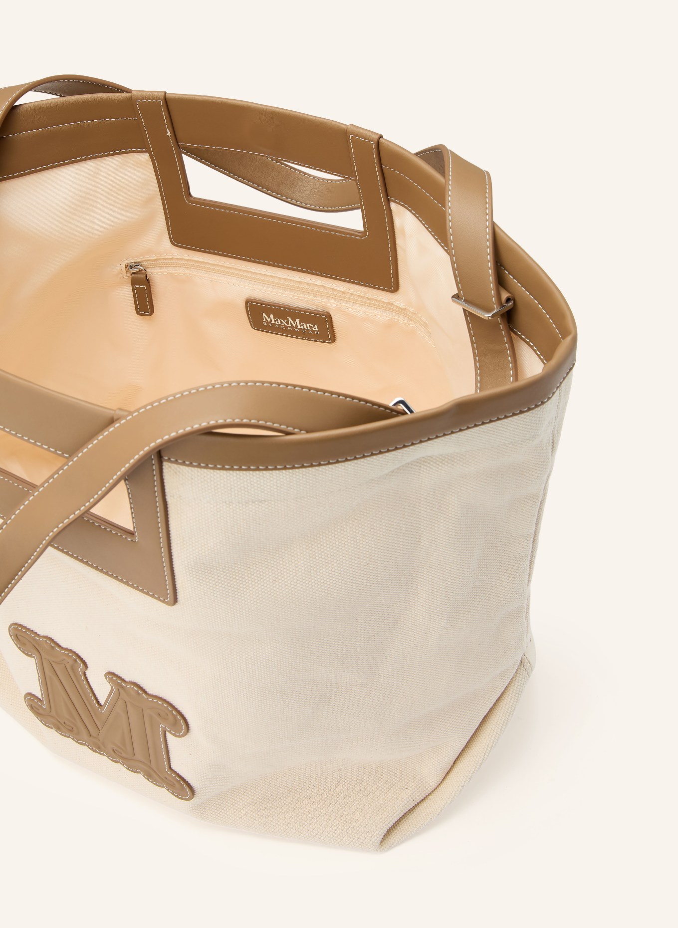 Max Mara BEACHWEAR ECRU Beach Bag: ECRU / CAMEL