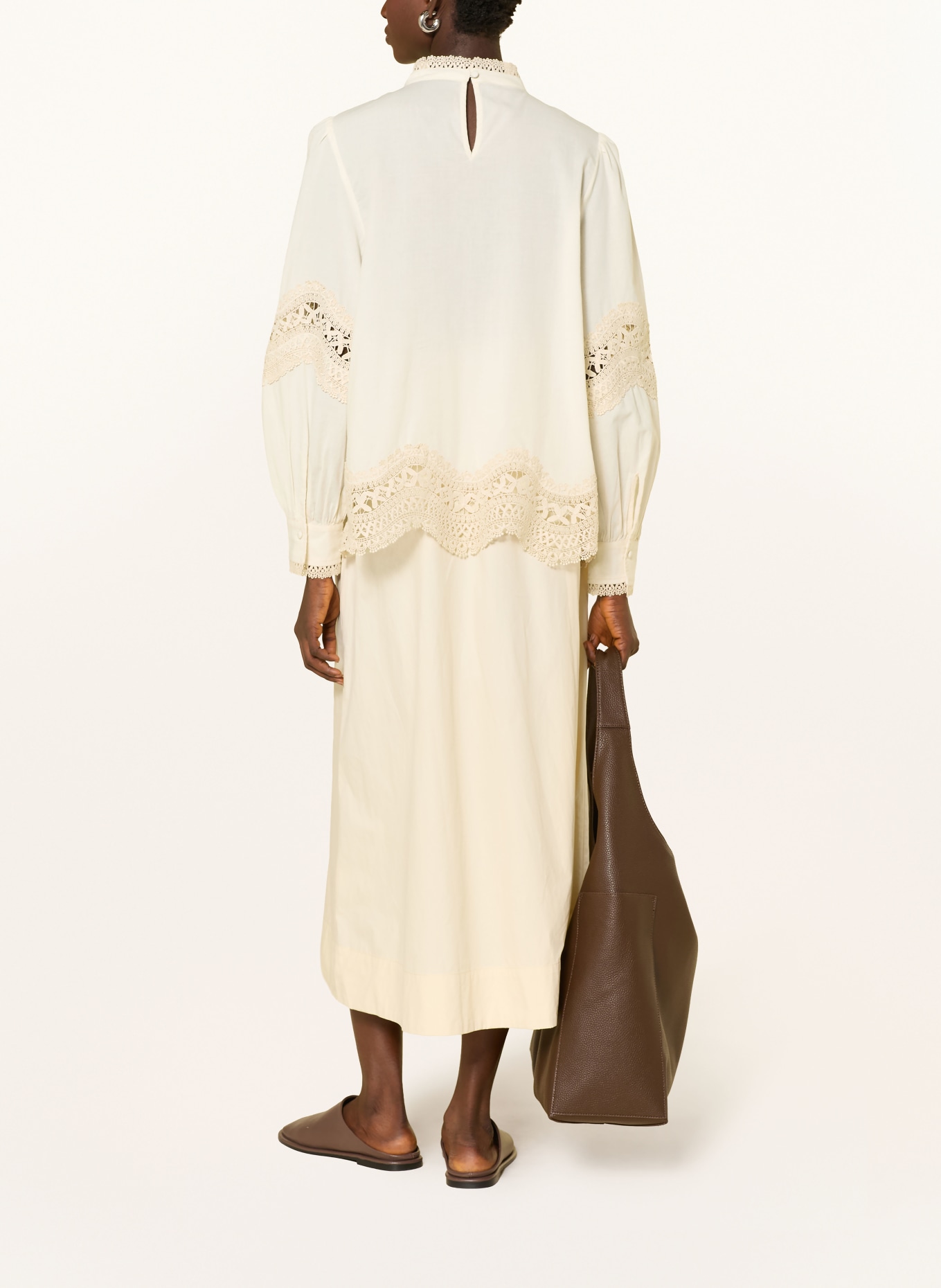 oui Blusenshirt mit Spitze: ECRU